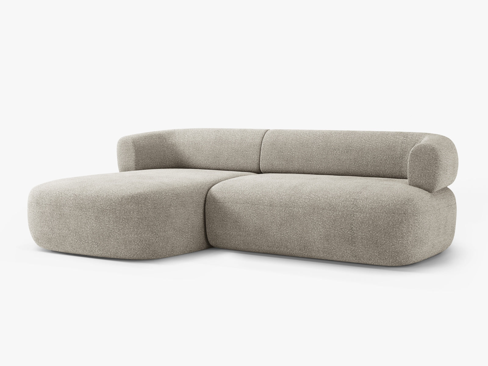 Erleben Sie das Jenny Boucle Ecksofa links von Micadoni – ein komfortables 5-Sitzer Sofa mit hochwertiger Boucle-Polsterung für Ihr stilvolles Wohnzimmer.