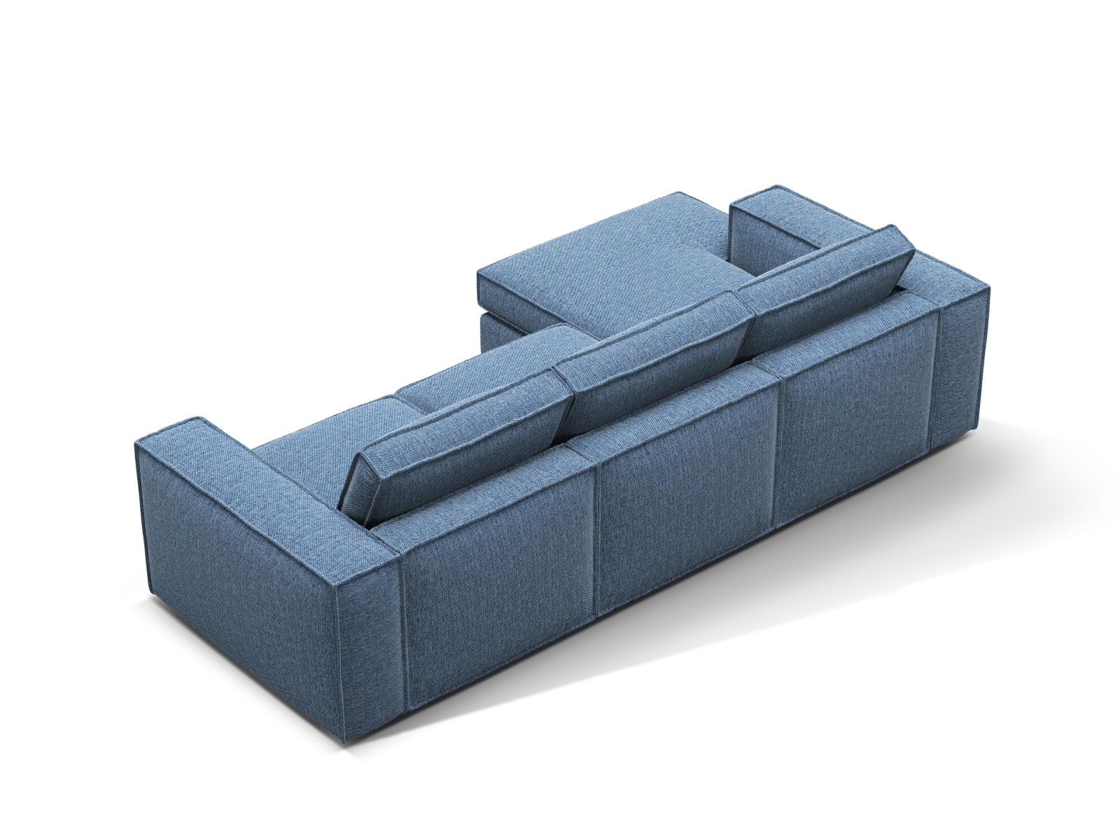 Modulares 3-Sitzer Ecksofa Pola in ansprechendem Blau, linksseitig, perfekt für moderne Wohnkonzepte und gemütliche Abende.