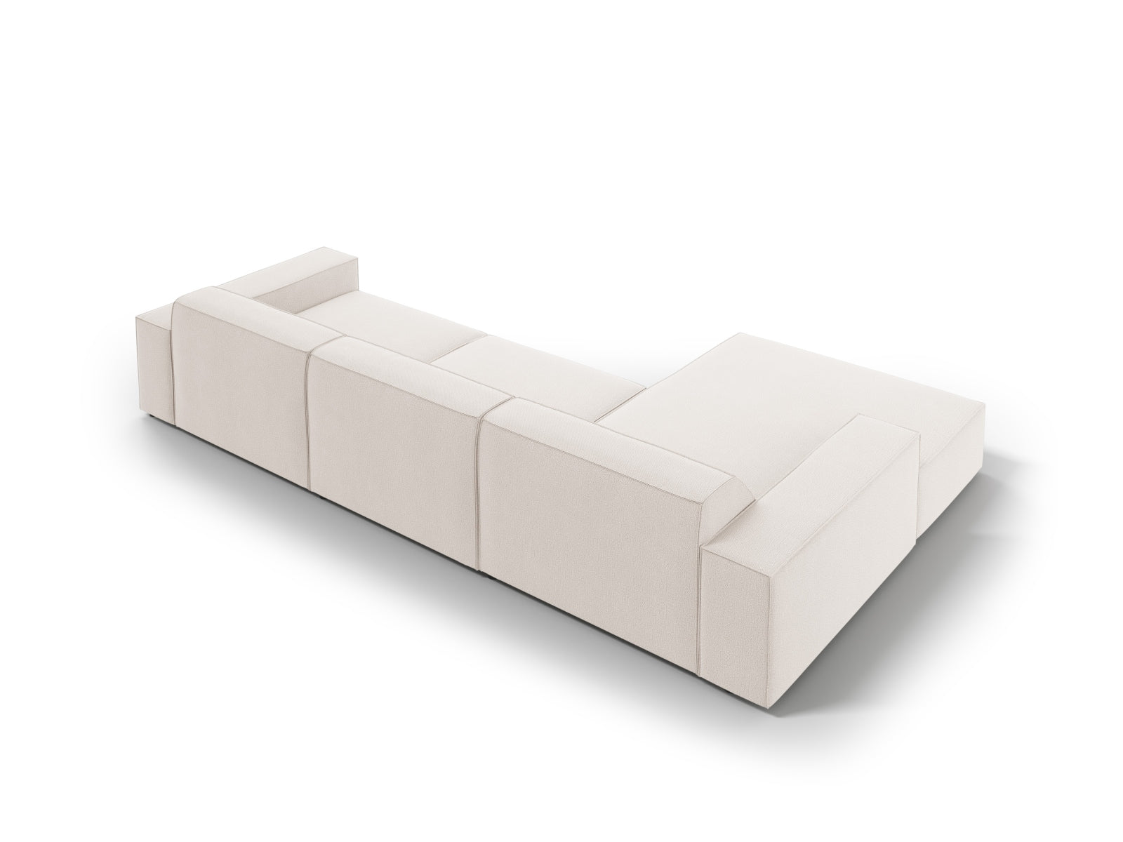 Beiges, modulares 4-Sitzer Ecksofa Jodie von Micadoni, perfekt für gemütliche Wohnzimmer mit modernem Flair und vielseitigen Gestaltungsmöglichkeiten.