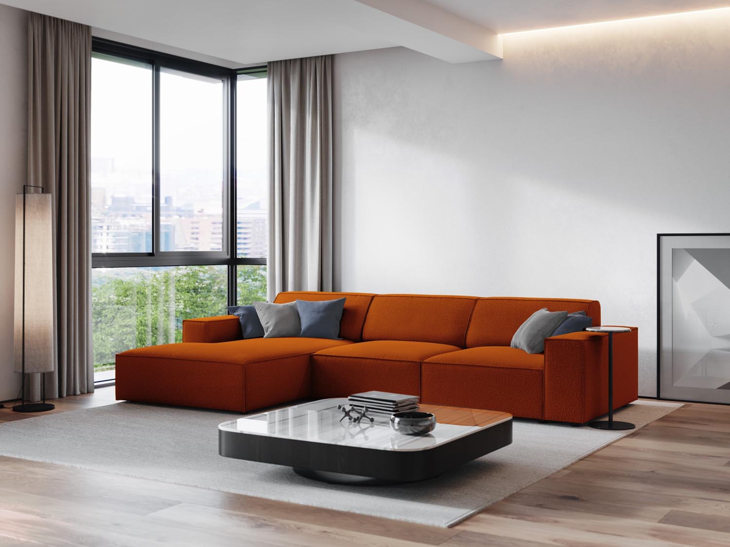 Entdecken Sie das Jodie Ecksofa links 4 Sitzer von Micadoni – stilvoll, modular und komfortabel für Ihr modernes Wohnzimmer.