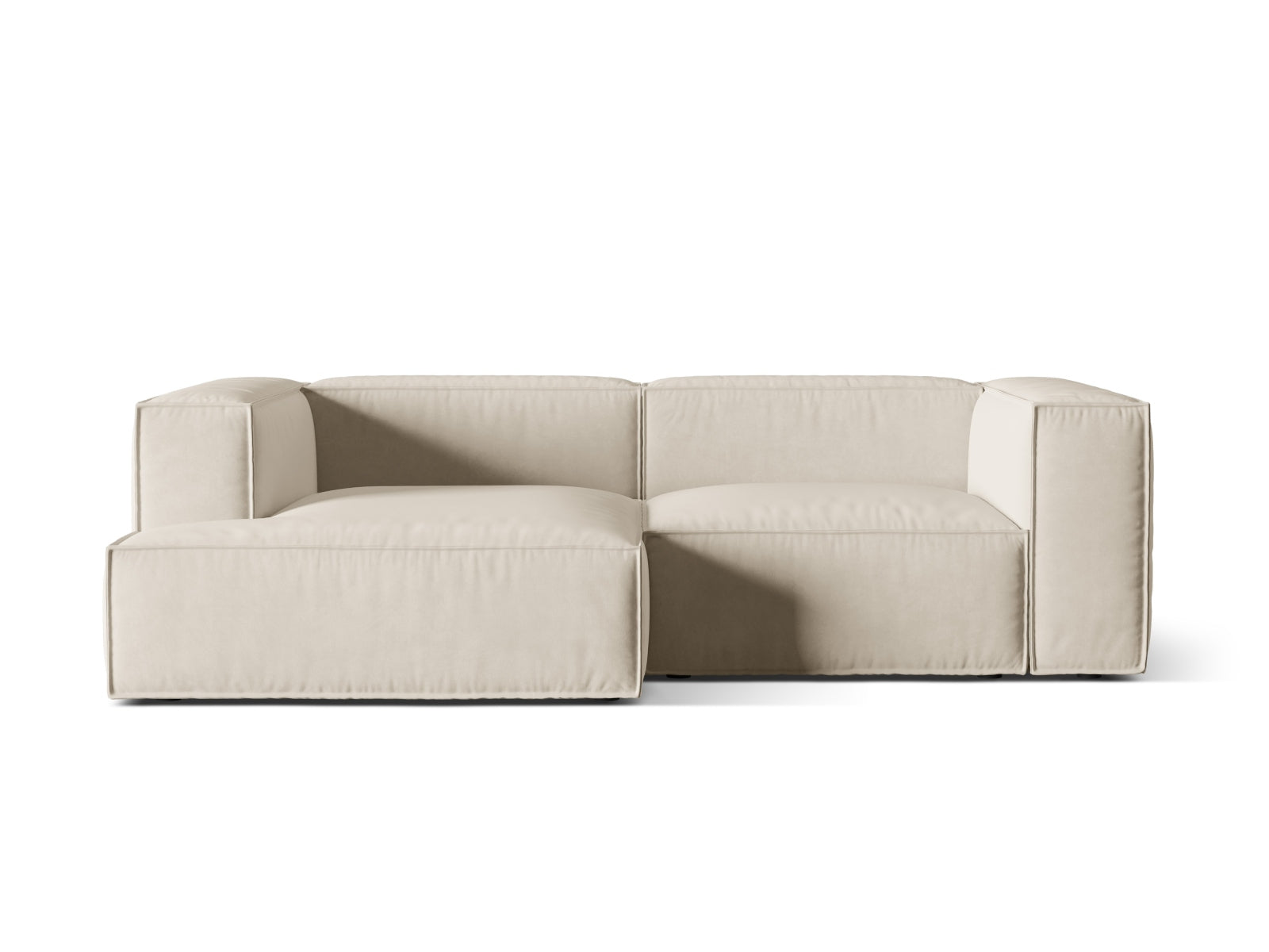 Nuria Velour Modular Ecksofa links 3 Sitzer in Beige-Paris präsentiert im Onlineshop von KAQTU Design AG. L-Sofa links ist von Micadoni