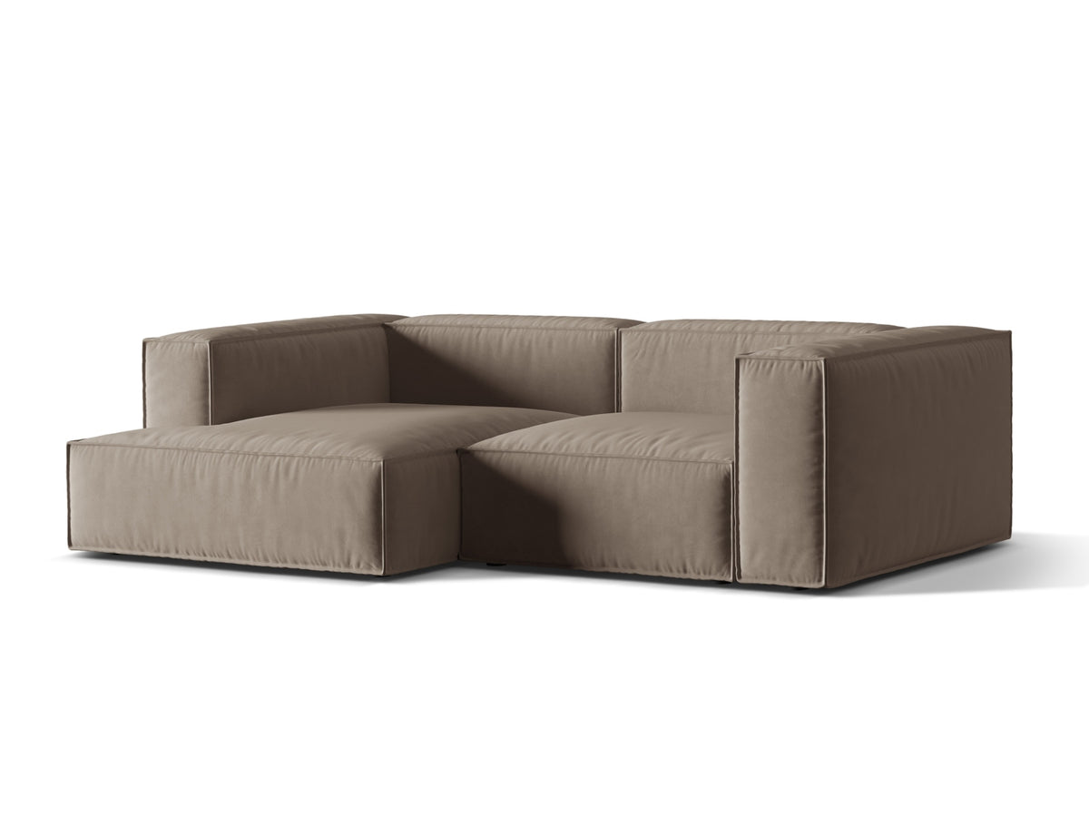 Nuria Velour Modular Ecksofa links 3 Sitzer in Warm grey-Paris präsentiert im Onlineshop von KAQTU Design AG. L-Sofa links ist von Micadoni
