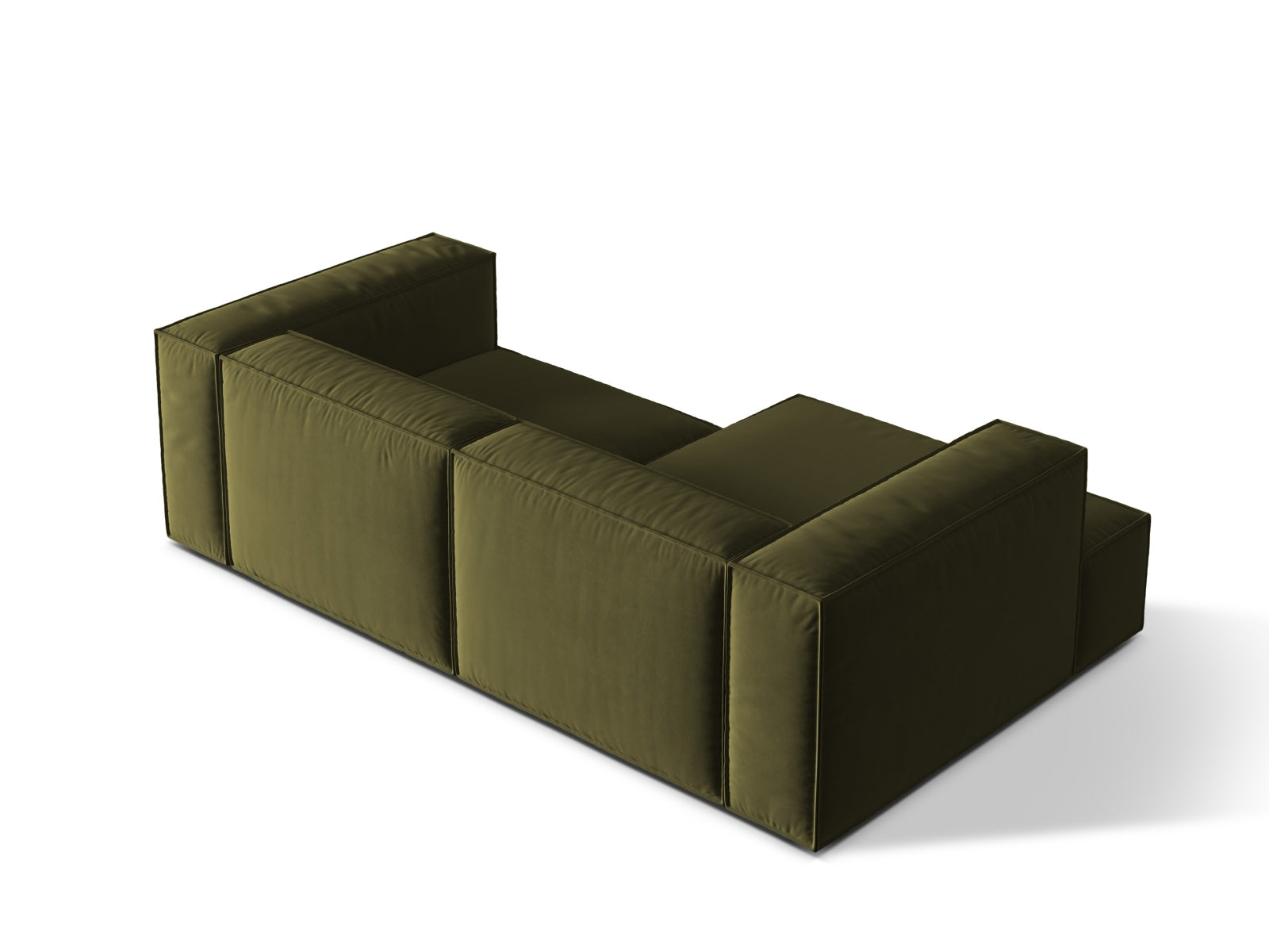 Elegantes, modulares Ecksofa Nuria in Moss Green Melange, linksseitig, 3-Sitzer, ideal für stilvolle Wohnräume.