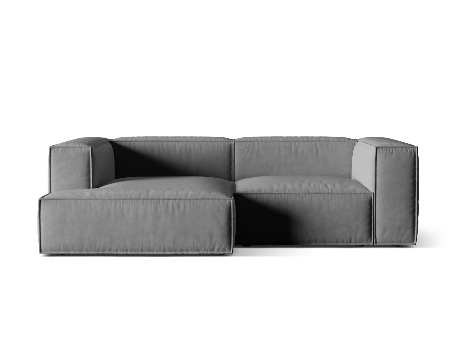 Nuria Velour Modular Ecksofa links 3 Sitzer in Grey-Paris präsentiert im Onlineshop von KAQTU Design AG. L-Sofa links ist von Micadoni