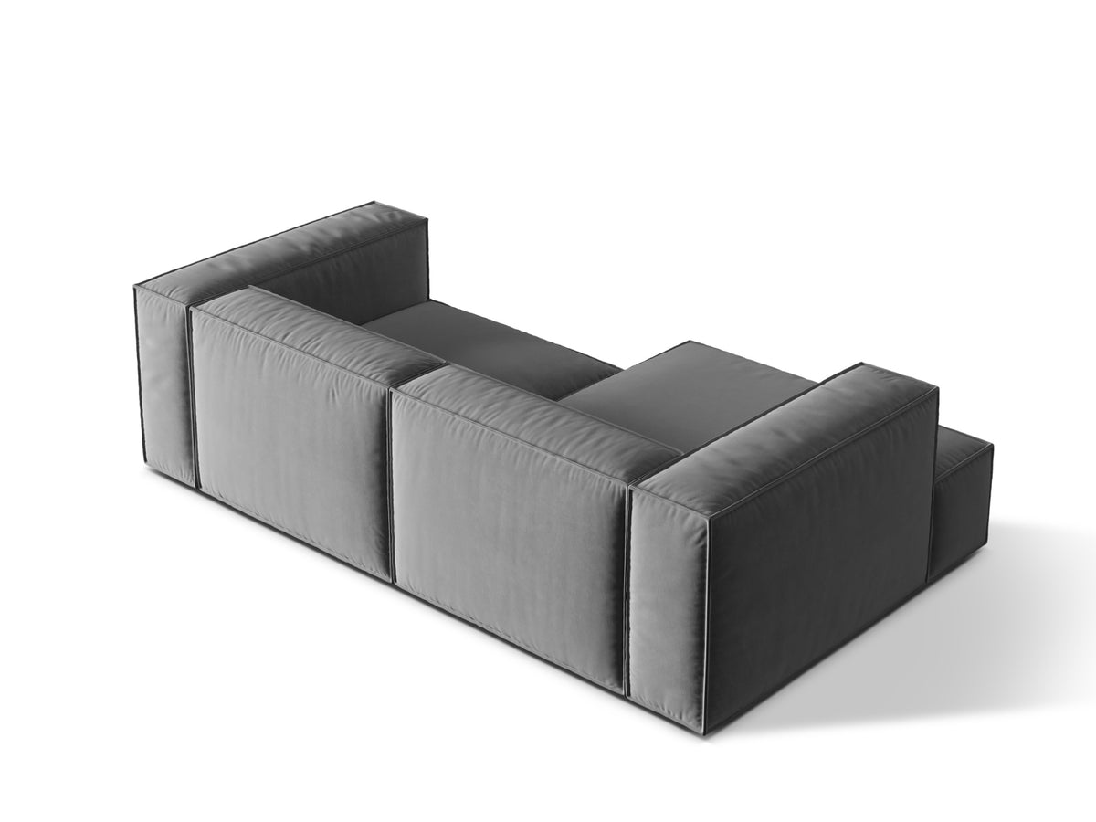 Nuria Velour Modular Ecksofa links 3 Sitzer in Grey-Paris präsentiert im Onlineshop von KAQTU Design AG. L-Sofa links ist von Micadoni