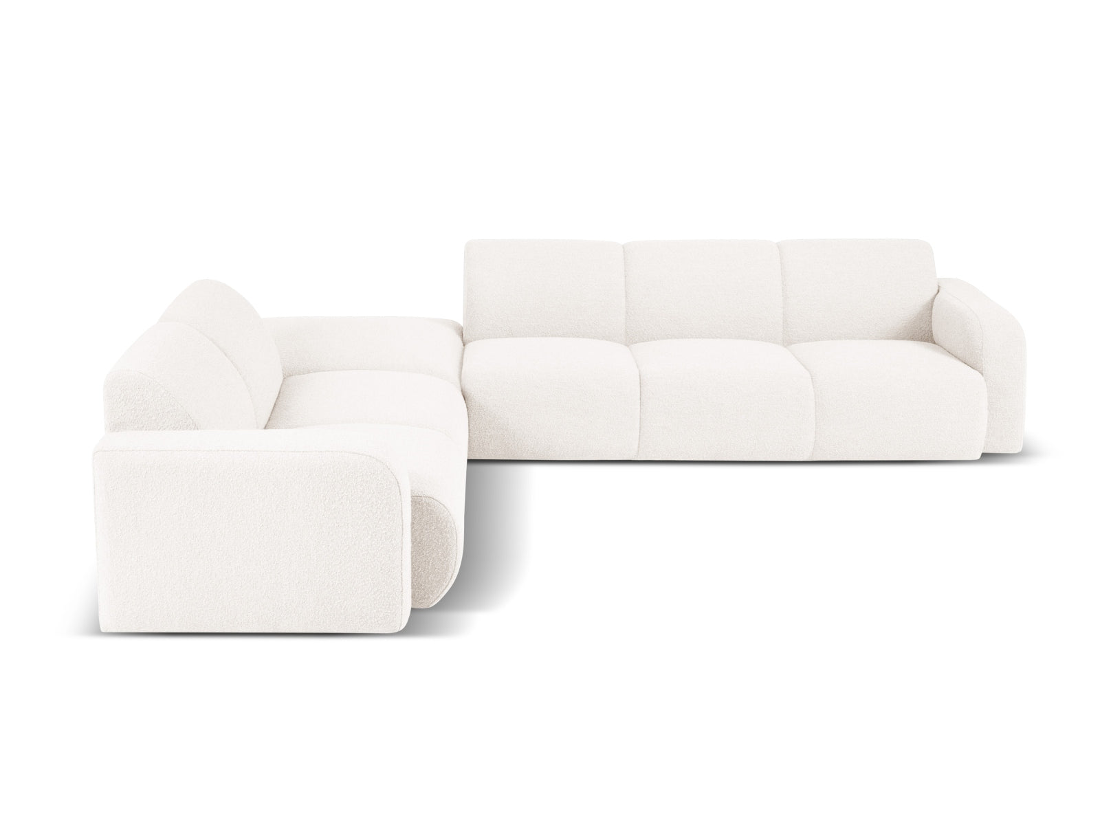 Elegantes Molino Boucle Ecksofa links für 6 Personen in stilvollem White-Baloo, ideal für moderne Wohnräume.