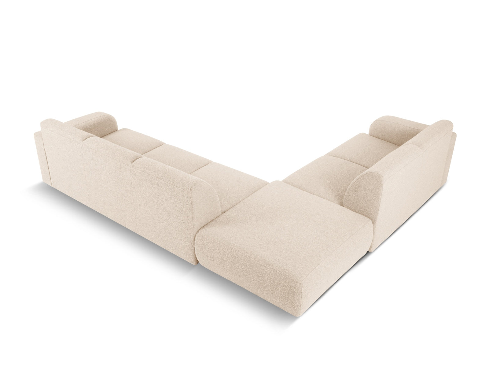 Beige Molino Boucle Ecksofa links für 6 Personen, elegantes und komfortables Möbelstück von Micadoni, perfekt für stilvolle Wohnzimmer.