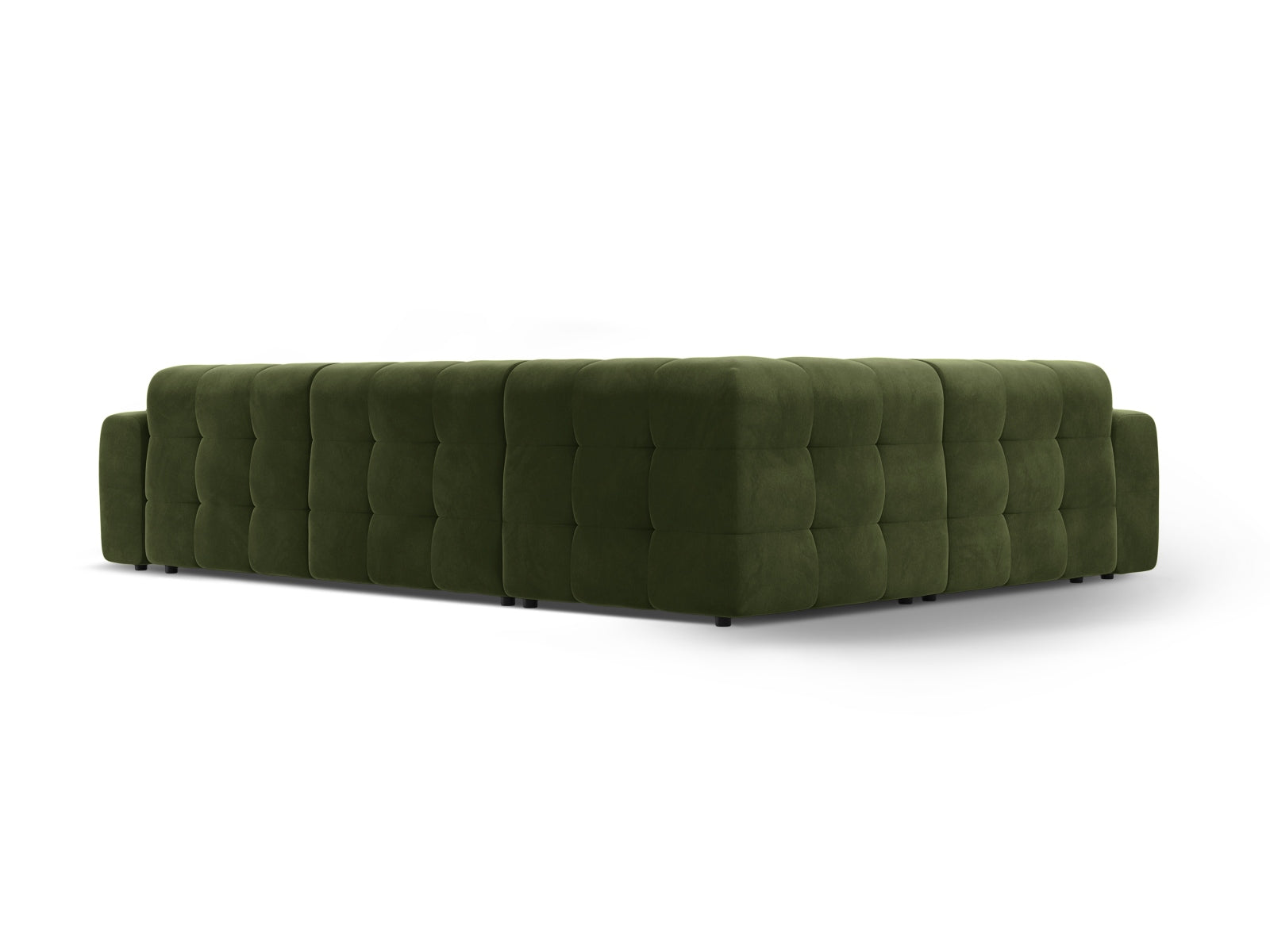 Elegantes Kendal Velour Ecksofa in Army Green, 6-Sitzer, linksseitig, ideal für moderne und einladende Wohnräume.