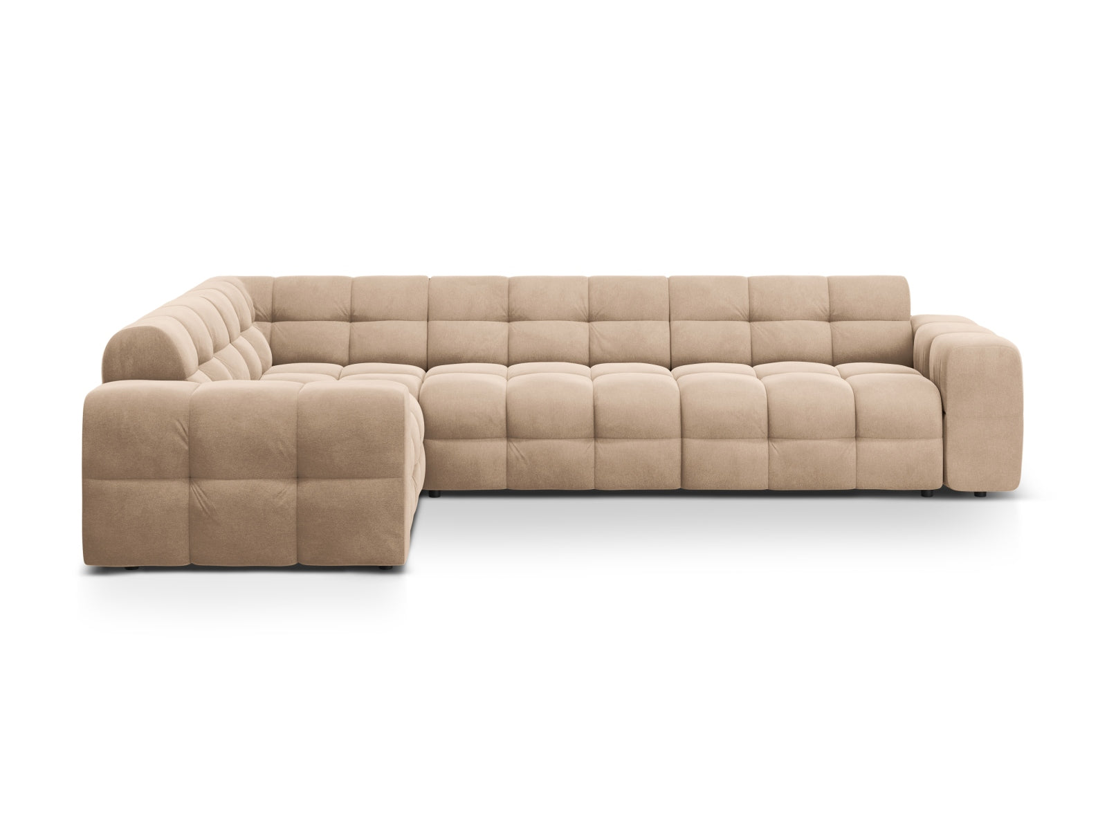 Kendal Velour links Ecksofa 6 Sitzer in Almond Beige-Magic Velvet präsentiert im Onlineshop von KAQTU Design AG. Ecksofa links ist von Micadoni