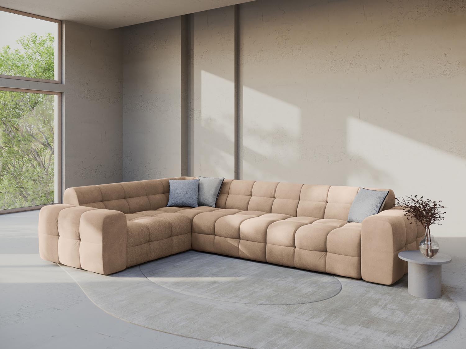 Entdecken Sie das Kendal Velour Ecksofa 6 Sitzer von Micadoni – stilvolles Design, grosszügige Sitzfläche und ultimativer Komfort für Ihr Zuhause.