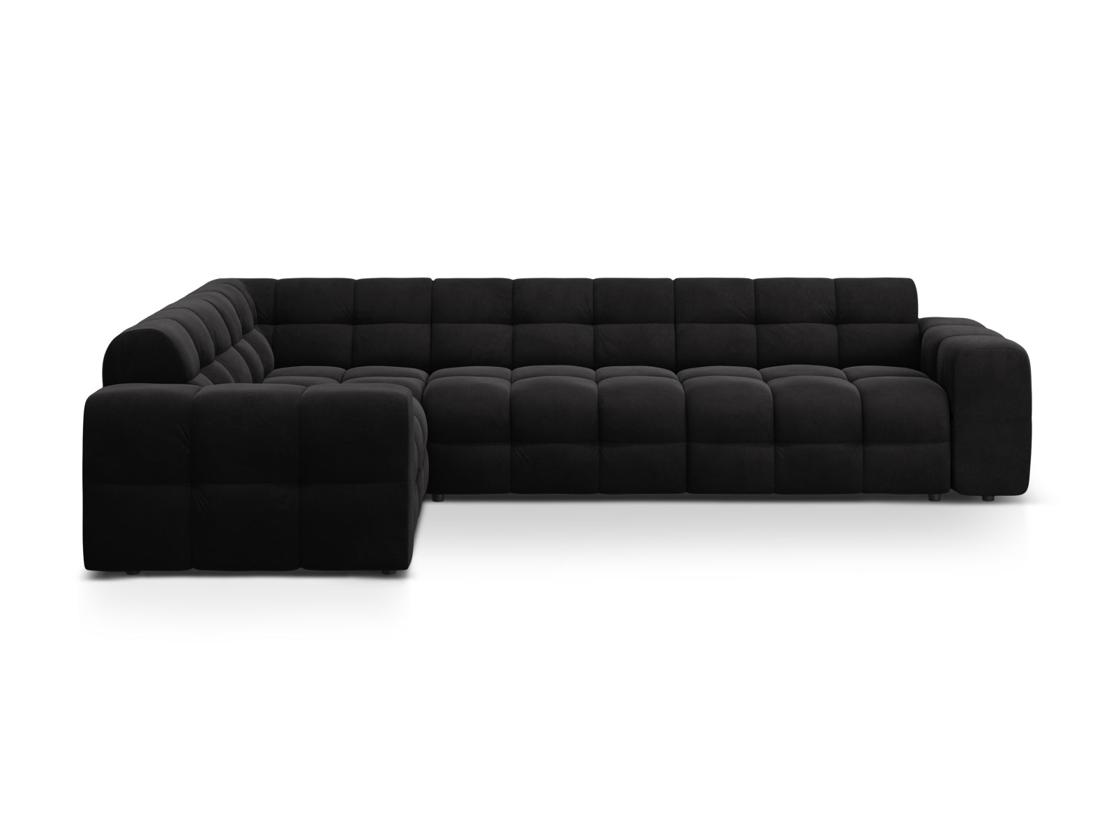Kendal Velour links Ecksofa 6 Sitzer in Black-Magic Velvet präsentiert im Onlineshop von KAQTU Design AG. Ecksofa links ist von Micadoni