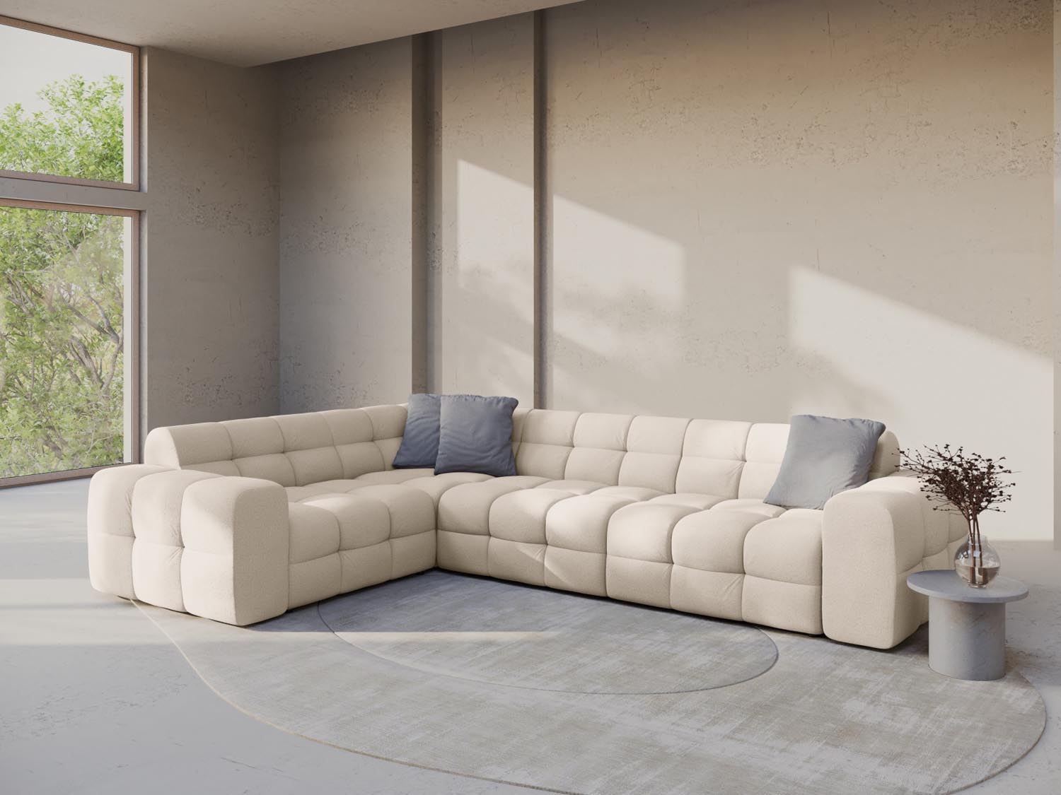 Kendal Ecksofa links 6 Sitzer in Beige-Ottawa präsentiert im Onlineshop von KAQTU Design AG. Ecksofa links ist von Micadoni