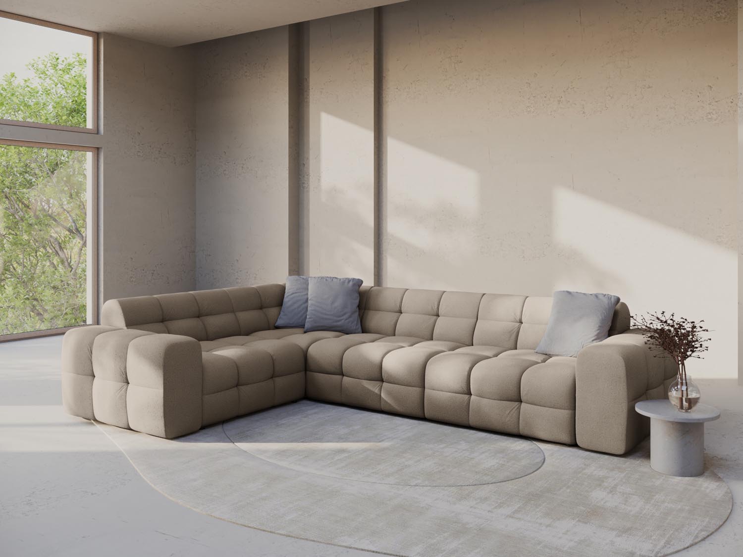 Kendal Ecksofa links 6 Sitzer in Dark Beige-Ottawa präsentiert im Onlineshop von KAQTU Design AG. Ecksofa links ist von Micadoni