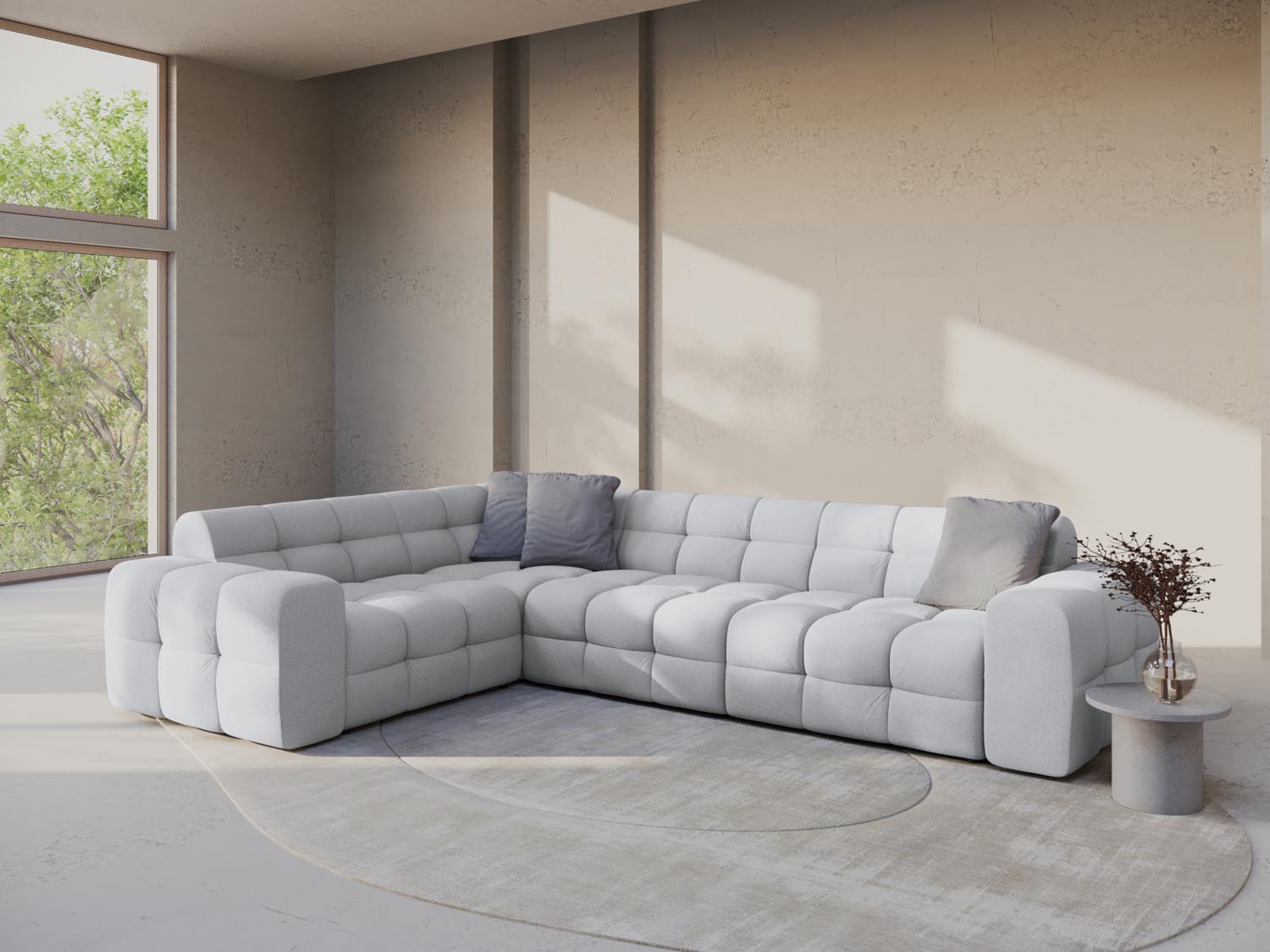 Entdecken Sie das Kendal Ecksofa links 6 Sitzer von Micadoni – stilvolles Velours, zeitgemässes Design und höchsten Sitzkomfort für Ihr Zuhause.