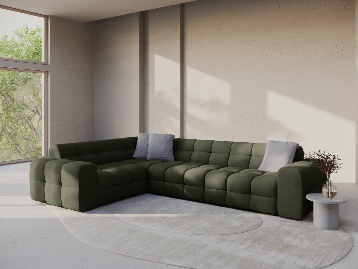 Kendal Ecksofa links 6 Sitzer in Amazon Green-Ottawa präsentiert im Onlineshop von KAQTU Design AG. Ecksofa links ist von Micadoni