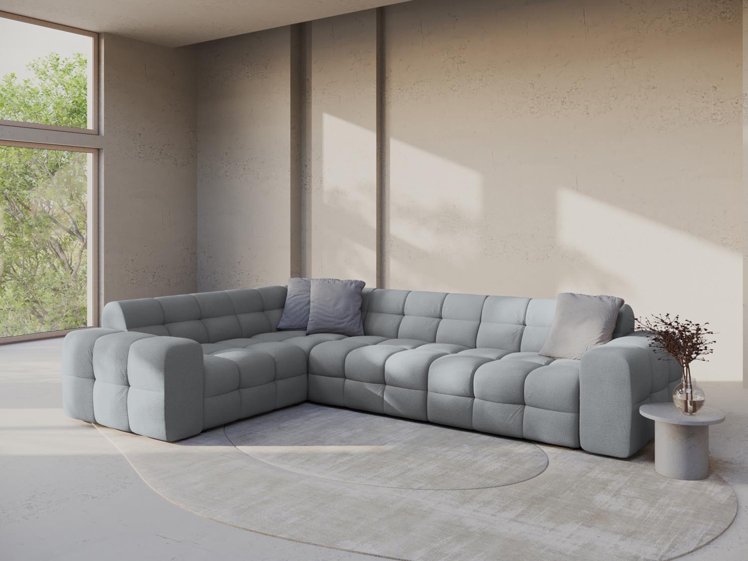 Kendal Ecksofa links 6 Sitzer in Platinum-Ottawa präsentiert im Onlineshop von KAQTU Design AG. Ecksofa links ist von Micadoni