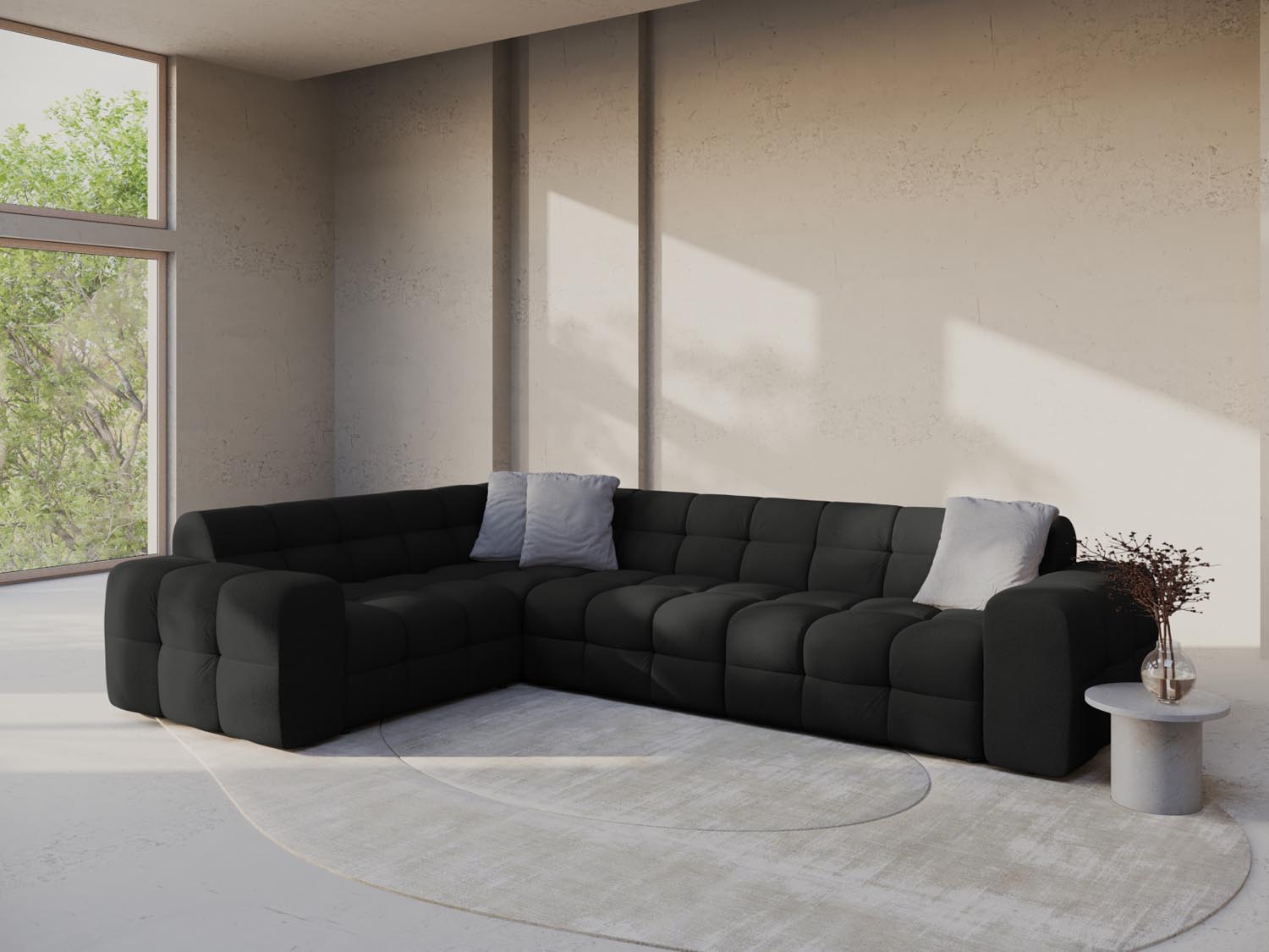 Kendal Ecksofa links 6 Sitzer in Black-Ottawa präsentiert im Onlineshop von KAQTU Design AG. Ecksofa links ist von Micadoni