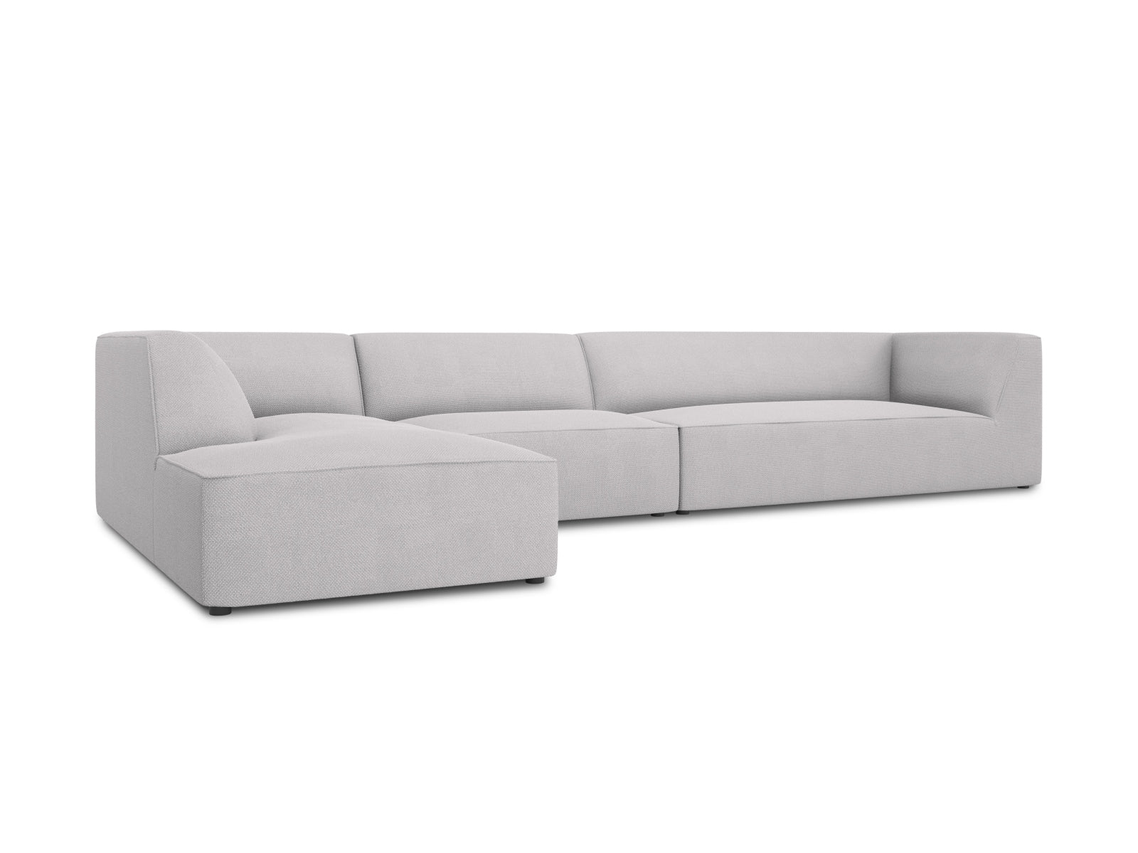 Elegantes Ruby Ecksofa in modernem Stil, linksseitig, 5 Sitzer in zeitlosem Light Grey-Ottawa, perfekt für stilvolle Wohnräume.