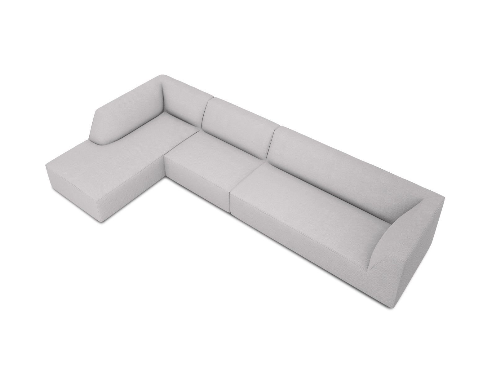 Stylisches Ruby Ecksofa in modernem Design, linksseitig, 5 Sitzer in edlem Light Grey-Ottawa, ideal für elegante Wohnambiente.