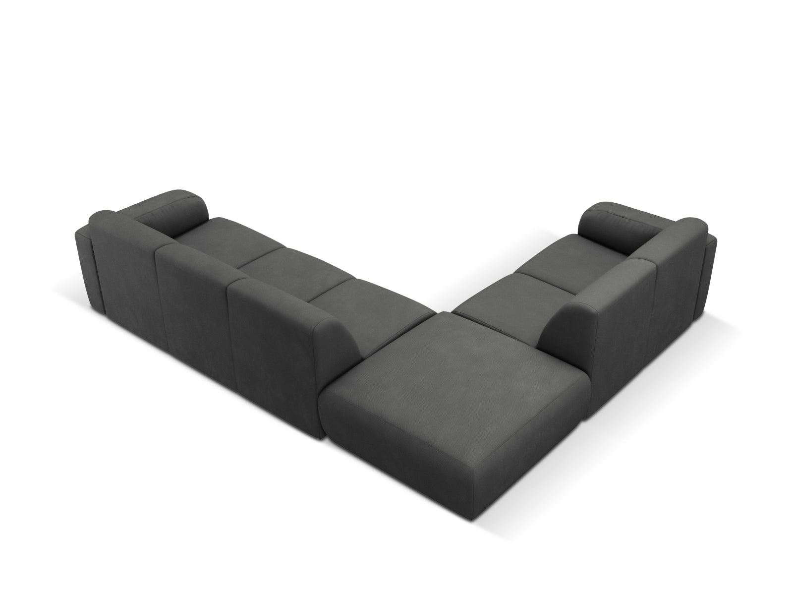 Elegantes linksseitiges Ecksofa Molino für bis zu 6 Personen in edlem Dunkelgrau, perfekt für zeitgemäße Wohnkonzepte.