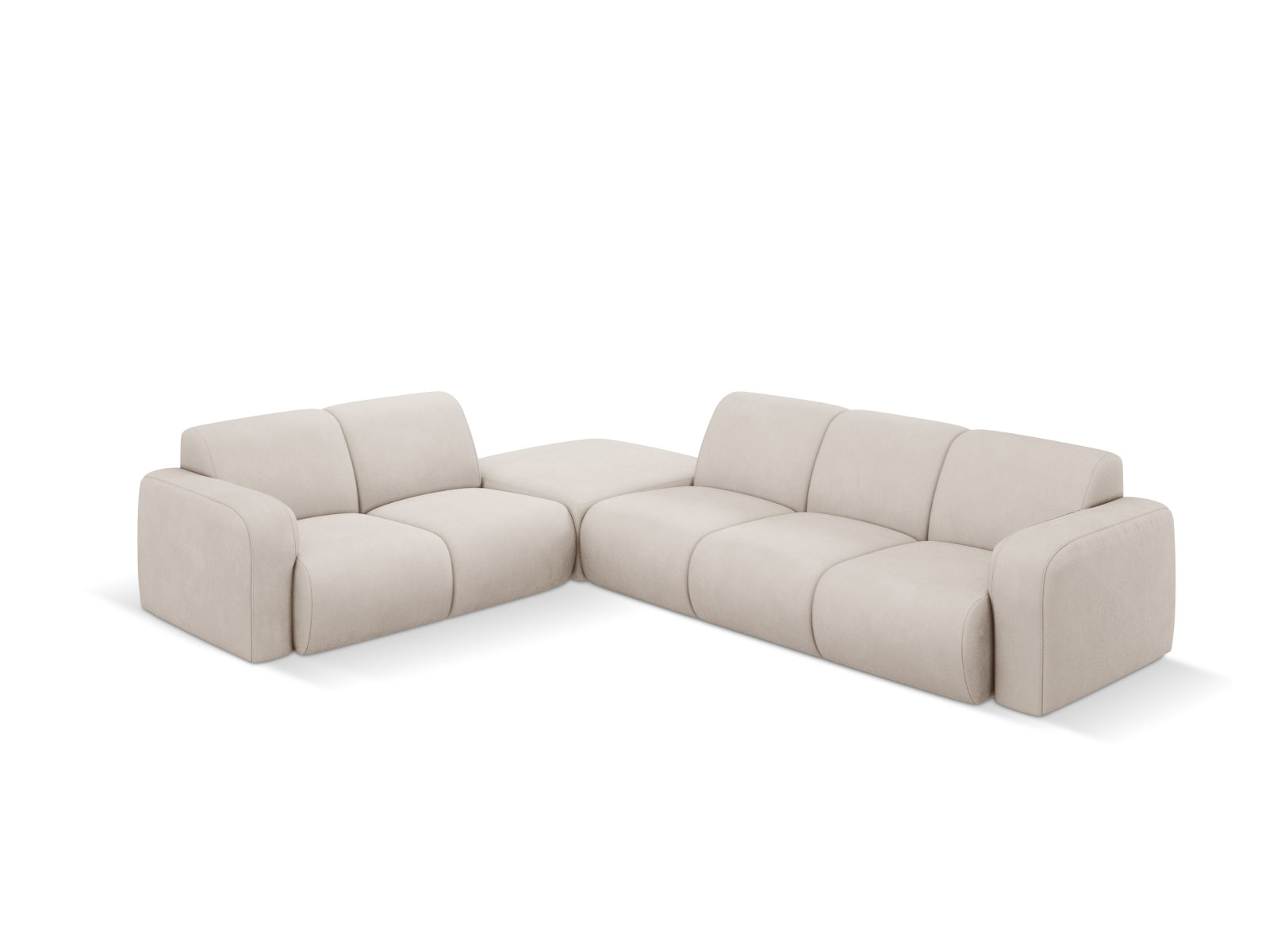 Beige Molino Ecksofa links 6 Sitzer von Micadoni, stilvolles und modernes Design für Ihr Wohnzimmer, bequem und einladend.