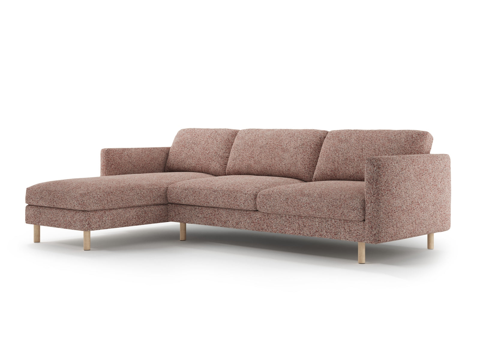 Stylisches Eden Ecksofa links in Pink Melange-Puente, ideal für moderne Wohnräume. Komfortables 4-Sitzer Design von Micadoni.