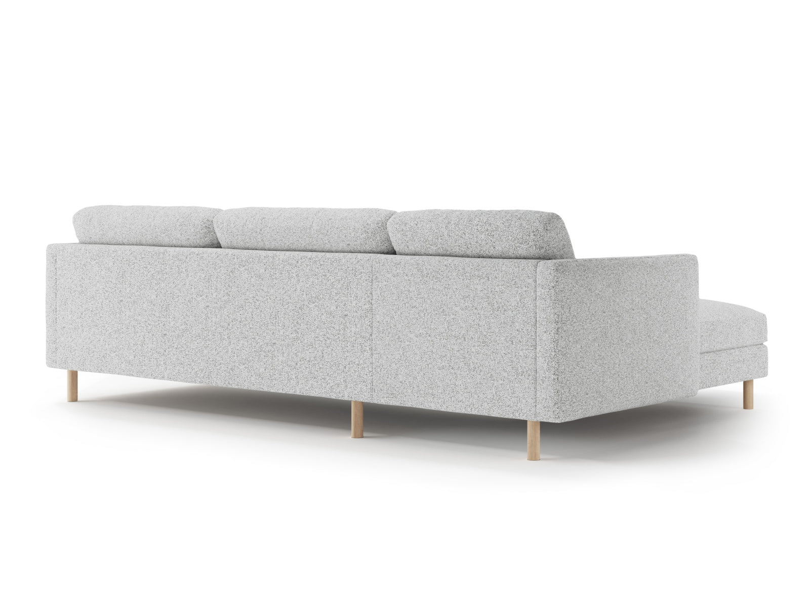 Elegantes Eden Ecksofa links in sanftem Grau, perfekt für stilvolle Wohnzimmer. Geräumiges 4-Sitzer-Modell von Micadoni.