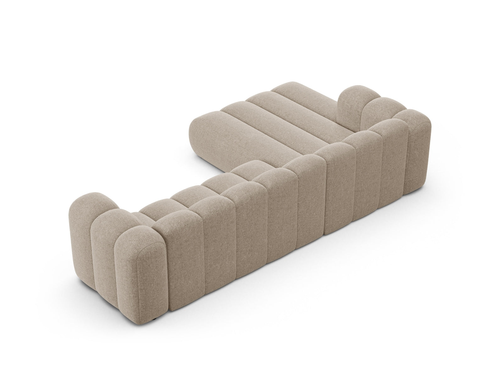Stylisches, modulares Ecksofa links von Micadoni in edlem Dunkelbeige, perfekt für stilvolle Wohnräume und entspannte Stunden.