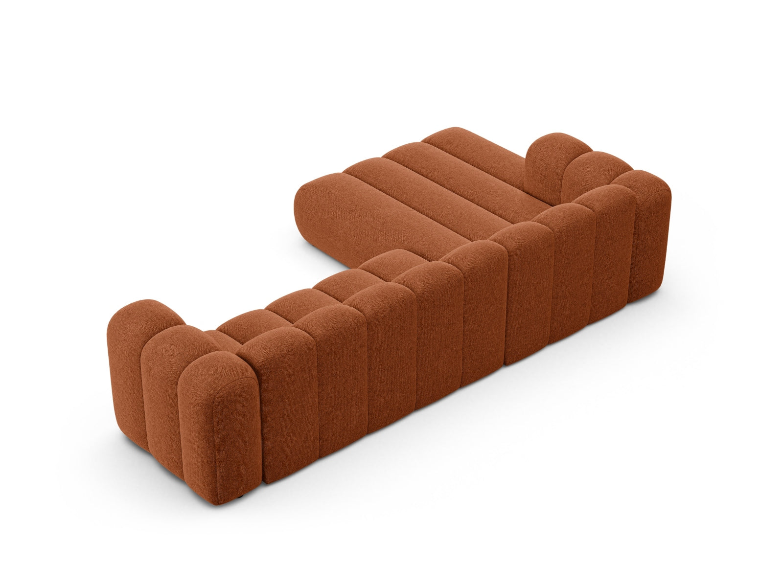 Elegantes, modulares 4-Sitzer Ecksofa links von Micadoni in Brick-Eden, perfekt für modernes Wohnen und gemütliche Abende.
