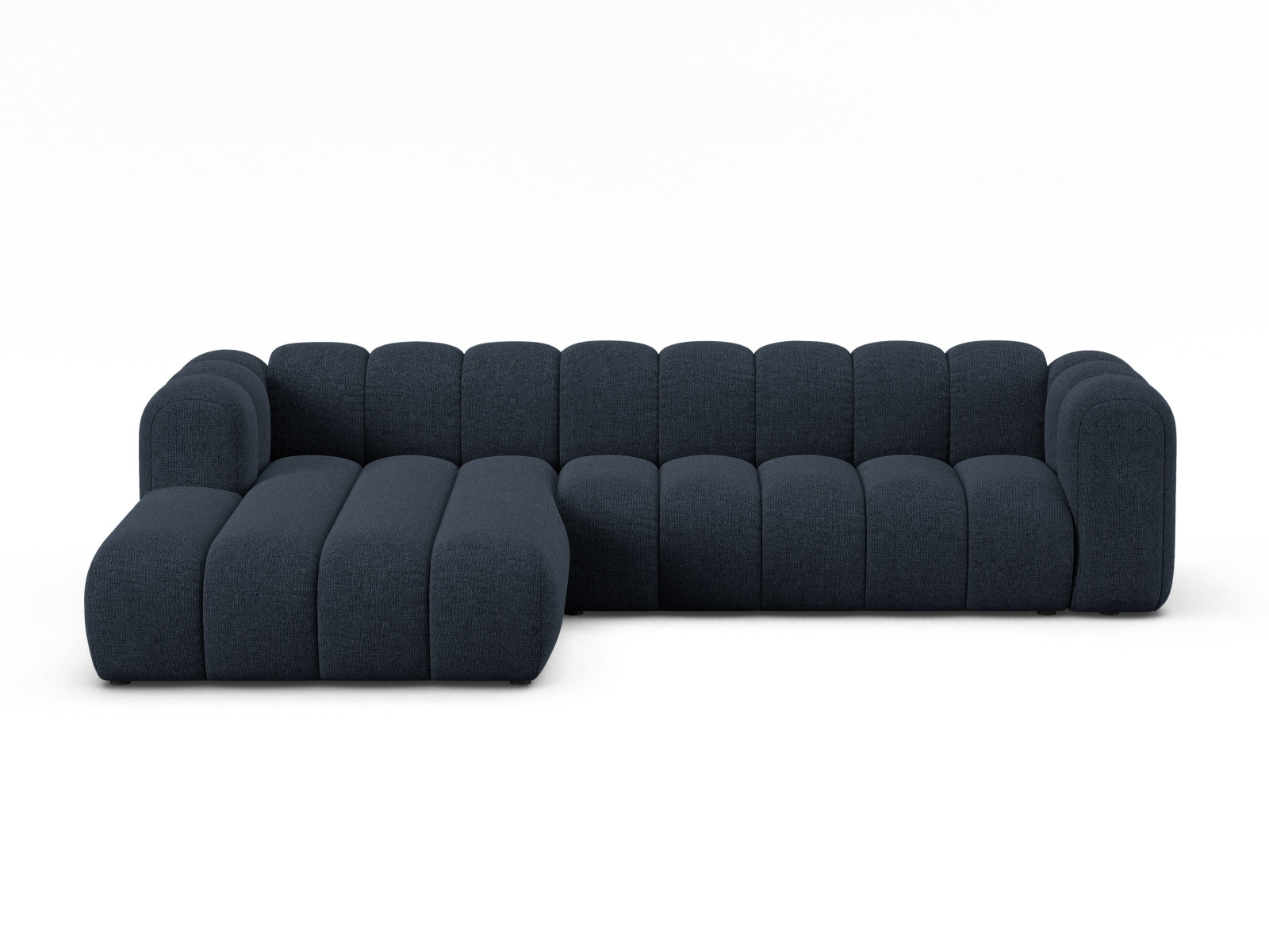 Elegantes, modulares 4-Sitzer Ecksofa links in tiefem Navy Blue von Micadoni, ideal für modernes Wohndesign und gemütliche Abende.