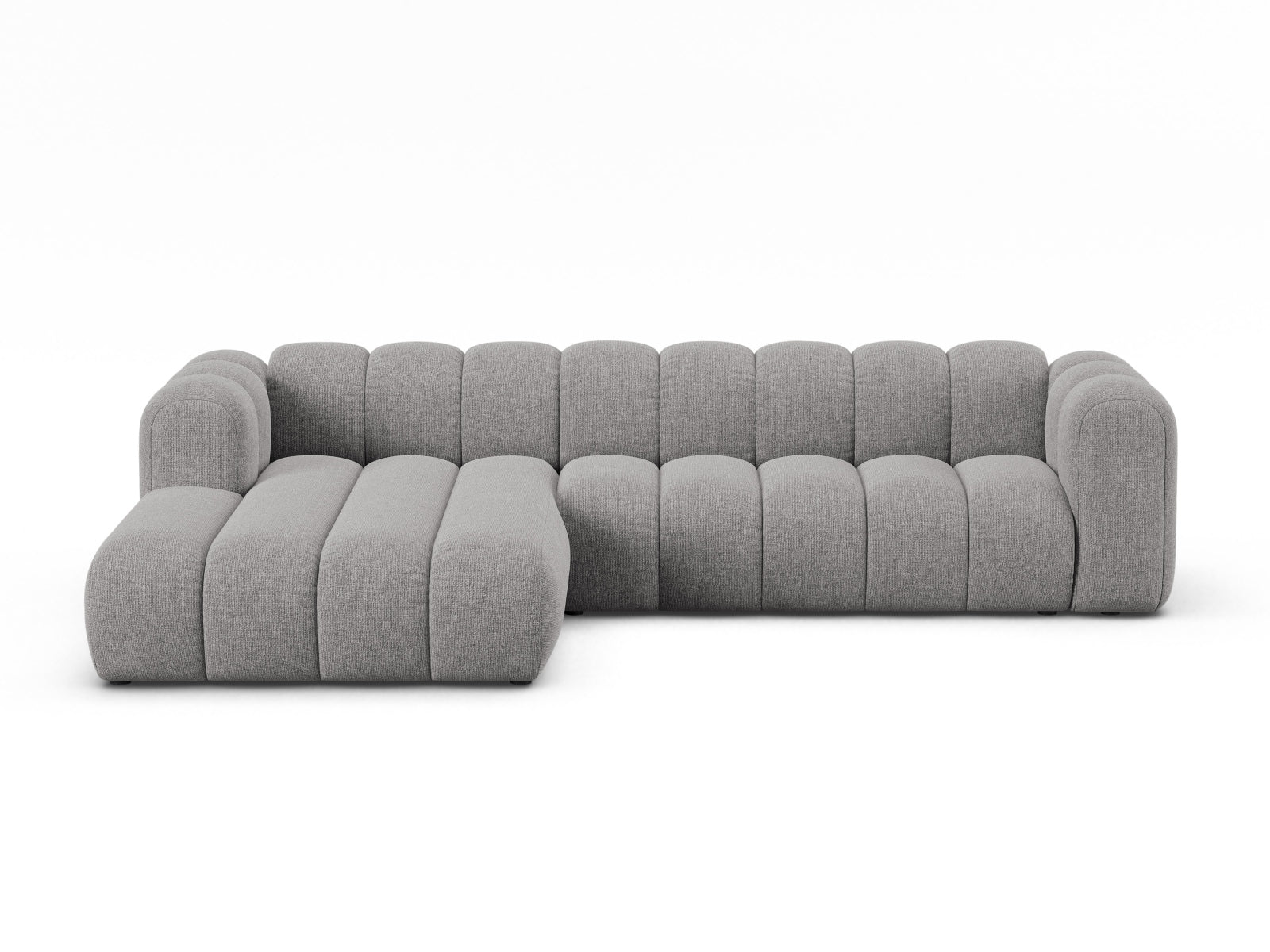Modernes, flexibles 4-Sitzer Ecksofa links in dezentem Grau von Micadoni, ideal für gemütliche Abende und stilvolle Einrichtung.