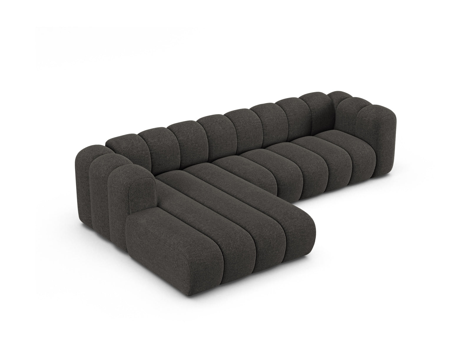 Modernes, flexibles 4-Sitzer Ecksofa links in Dunkelgrau von Micadoni, perfekt für entspannte Stunden und zeitgemäße Einrichtung.