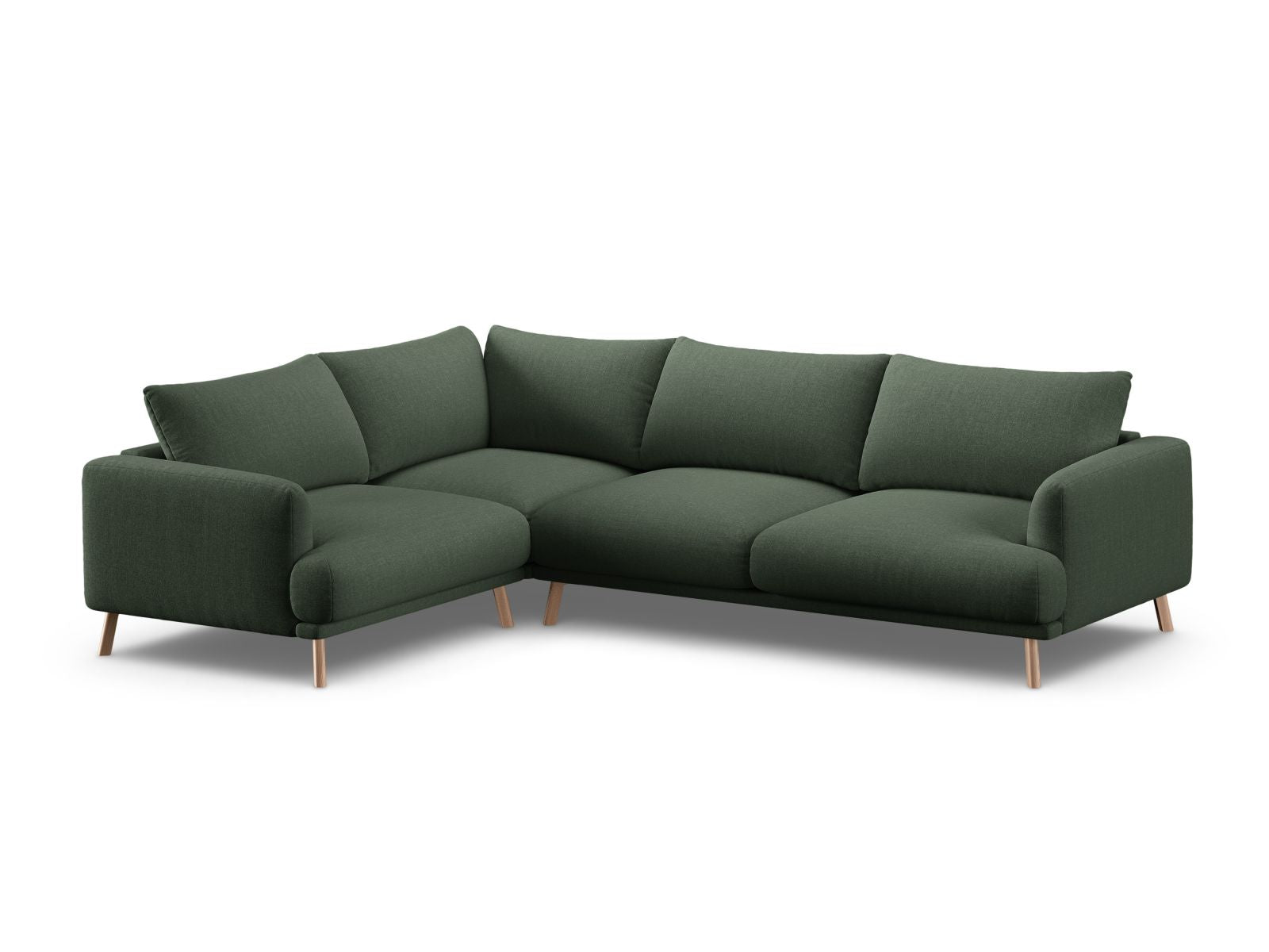 Stylisches 4-Sitzer Ecksofa links Naomi in elegantem Moss Green, ideal für moderne Wohnräume, erhältlich bei KAQTU Design AG.