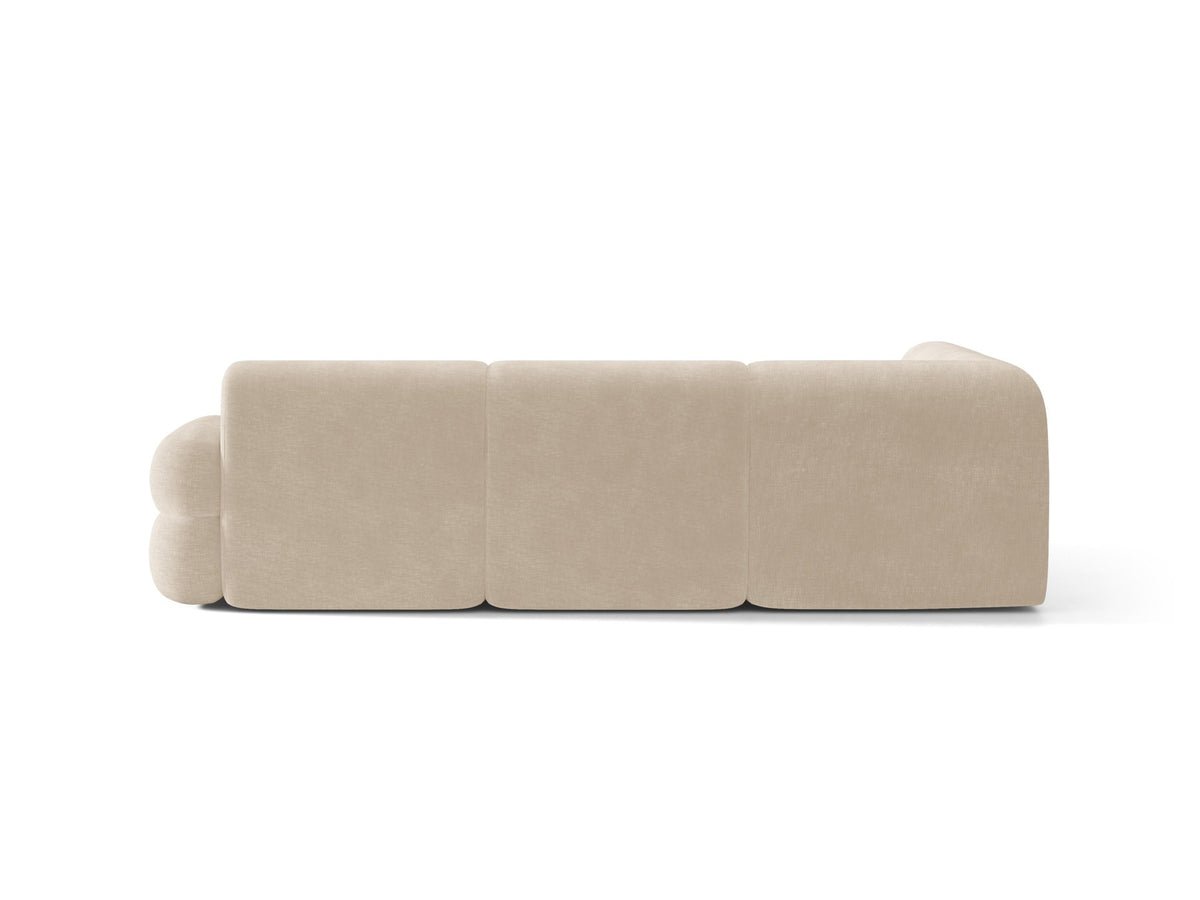 Micadoni Neo Linkes Ecksofa in Dunklem Olivgrün, L-Sofa links mit tiefer Sitzfläche, hoher Rückenlehne und schwarzen Kunststoffbeinen.