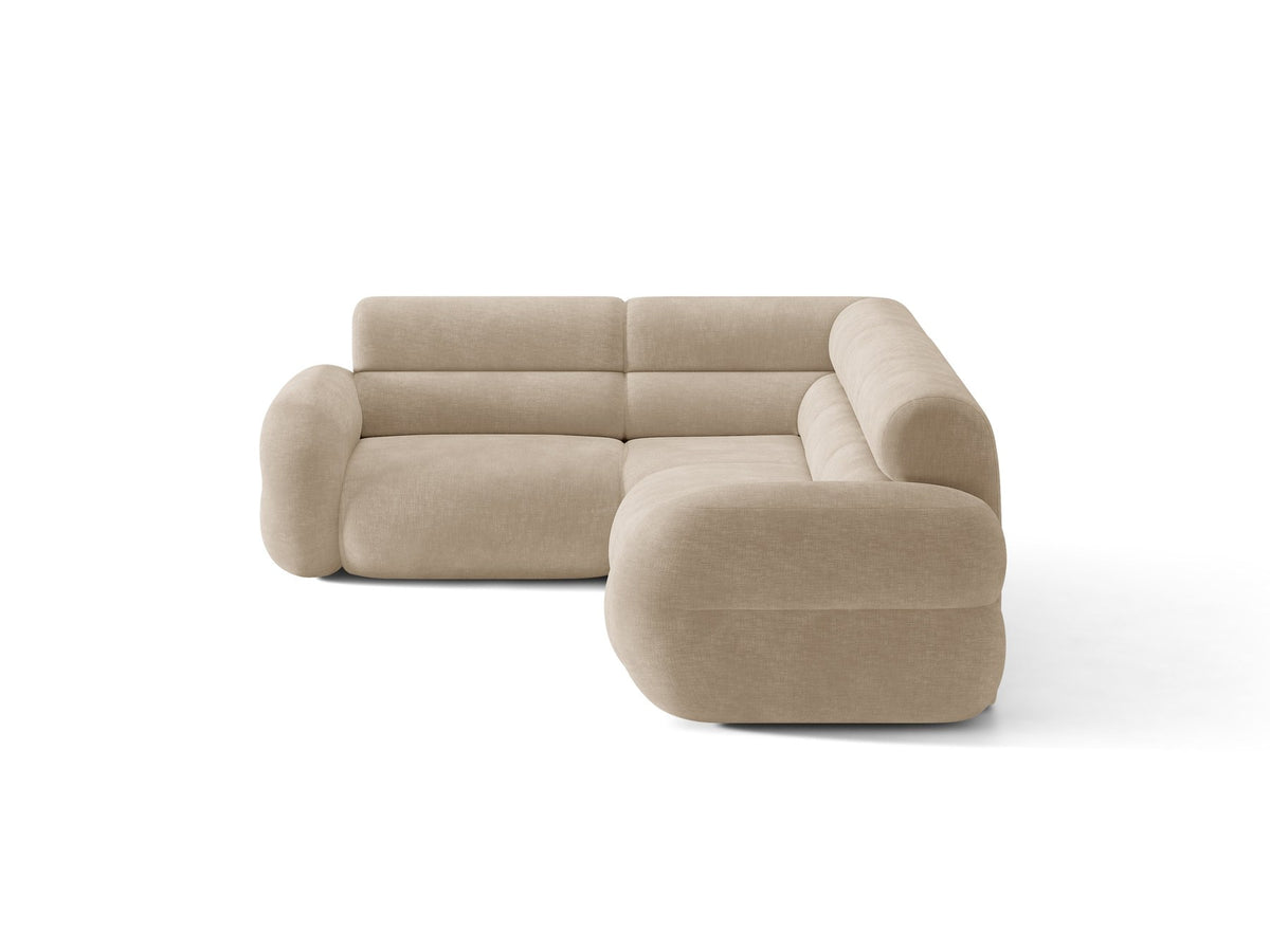 Micadoni Neo Linkes Ecksofa in Dunklem Olivgrün, L-Sofa links mit tiefer Sitzfläche, hoher Rückenlehne und schwarzen Kunststoffbeinen.