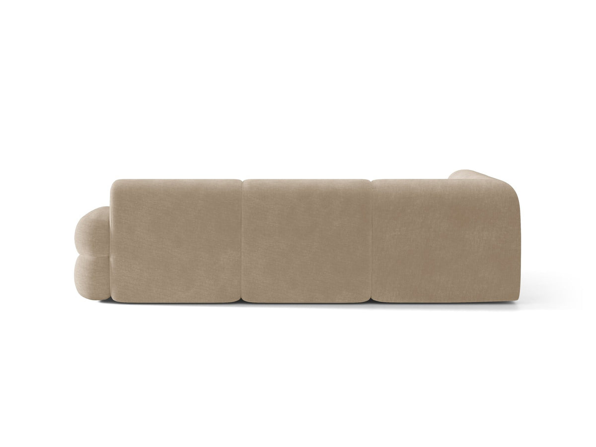 Micadoni Neo Linkes Ecksofa in Dunklem Olivgrün, L-Sofa links mit tiefer Sitzfläche, hoher Rückenlehne und schwarzen Kunststoffbeinen.