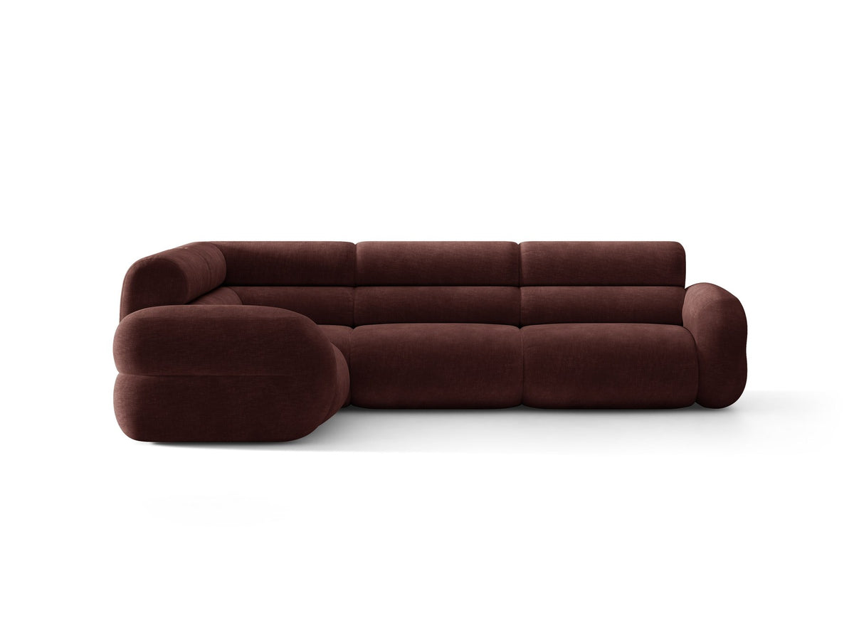 Micadoni Neo Linkes Ecksofa in Dunklem Olivgrün, L-Sofa links mit tiefer Sitzfläche, hoher Rückenlehne und schwarzen Kunststoffbeinen.