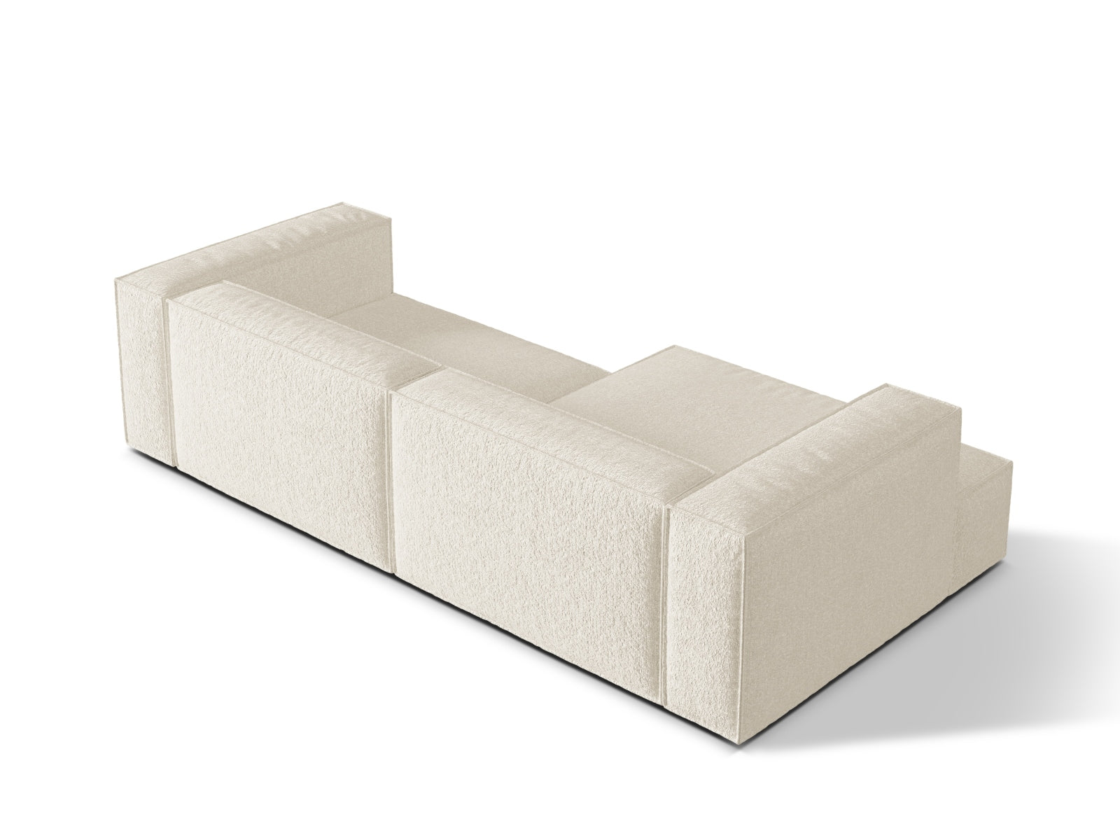 Erleben Sie das stilvolle Nuria Boucle Modular Ecksofa links von Micadoni – ein 4-Sitzer mit hochwertiger Boucle-Polsterung und zeitgemässem Look.