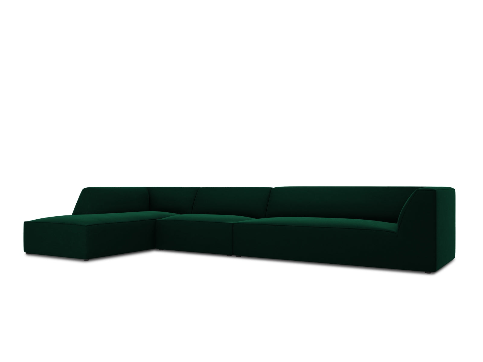 Elegantes, modulares 5-Sitzer Ecksofa in hochwertigem Ruby Velour, linksseitig, ideal für stilvolle Wohnräume und entspannte Abende.