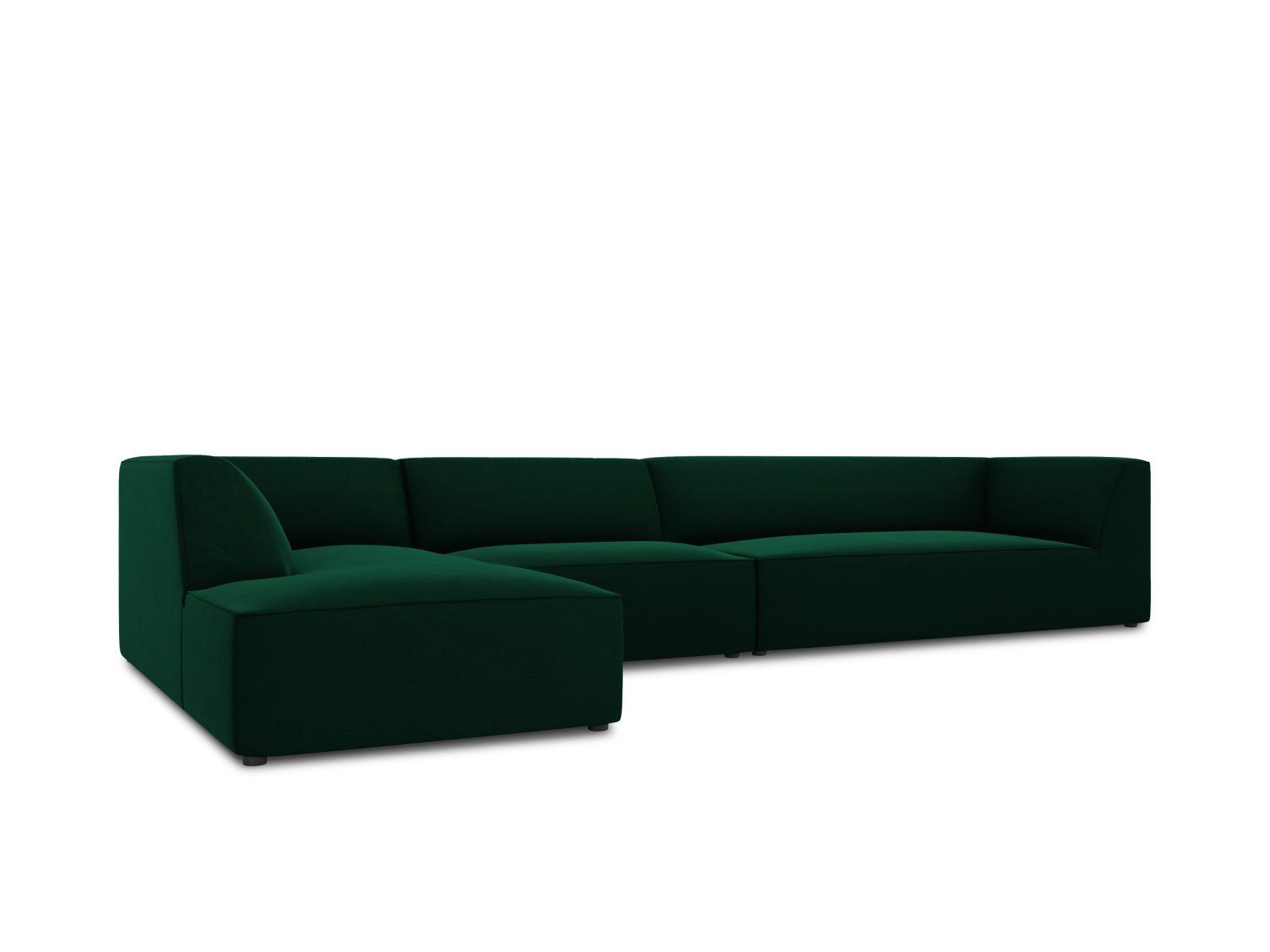 Modulares 5-Sitzer Ecksofa in luxuriösem Ruby Velour, linksseitig, perfekt für moderne Wohnkonzepte und gemütliche Stunden.