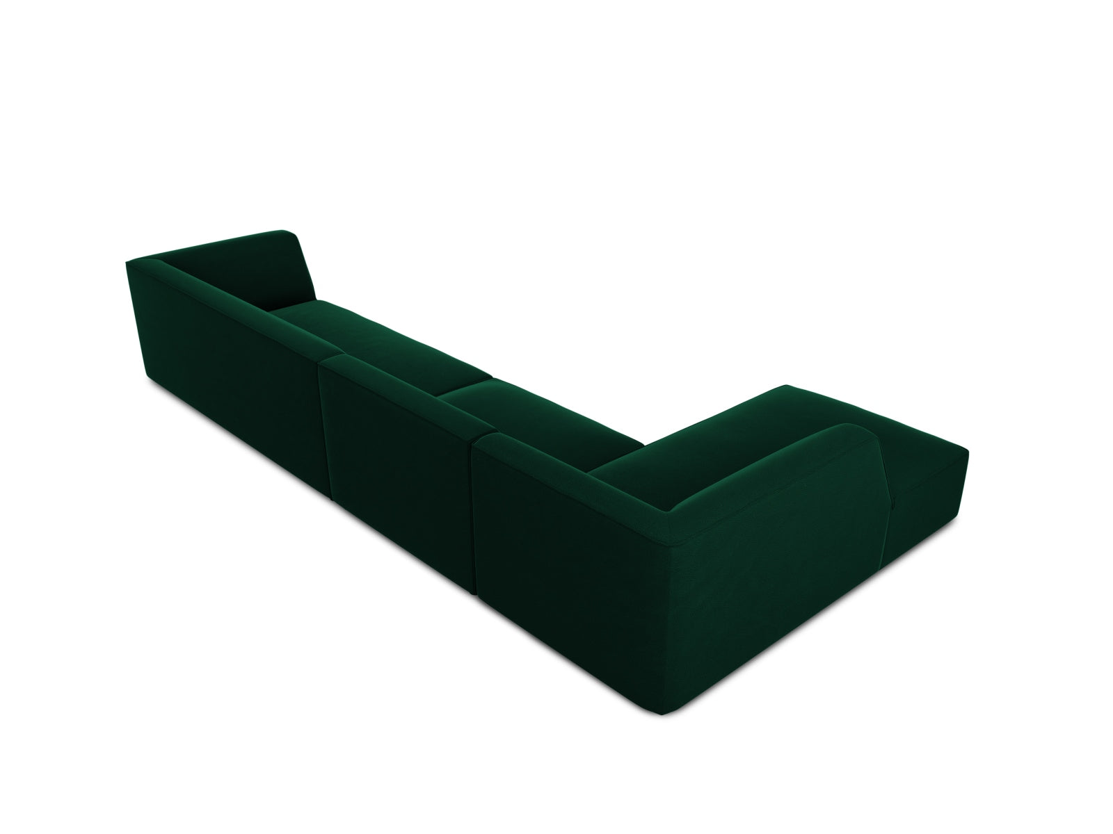 Modulares 5-Sitzer Ecksofa in luxuriösem Ruby Velour, linksseitig, perfekt für moderne Wohnkonzepte und gemütliche Stunden.