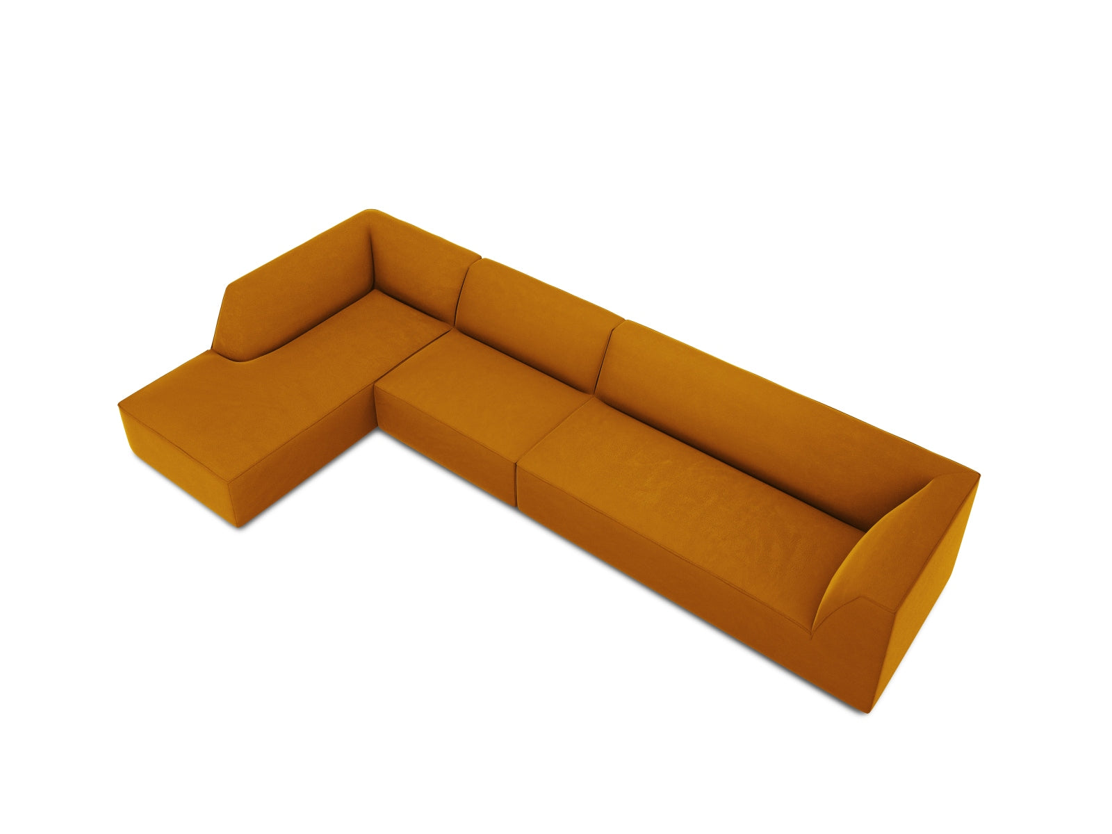 Elegantes modulares Ecksofa links in Ruby Velour, ideal für stilvolle Wohnzimmer und gemütliche Abende mit Freunden oder Familie.