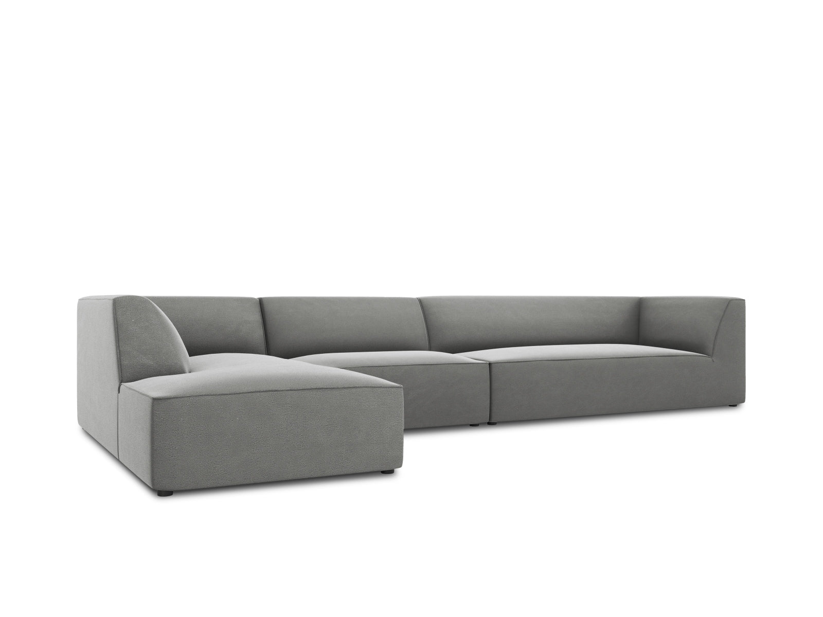 Stylisches 5-Sitzer Ecksofa in hochwertigem Ruby Velour, linksseitig, perfekt für stilvolle Wohnzimmer und entspannte Stunden.