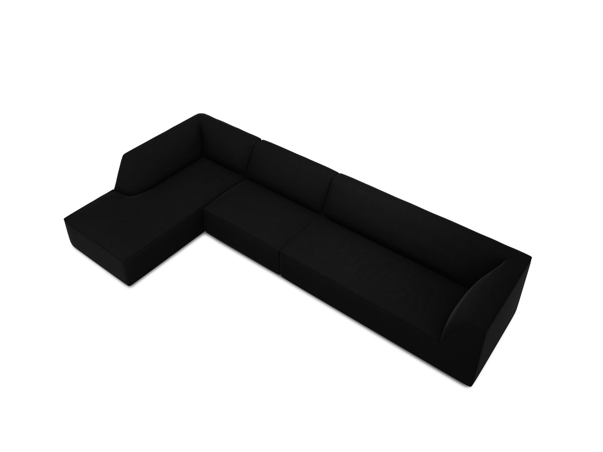 Ruby Velour modulares Ecksofa links 5 Sitzer in Black-Salvador präsentiert im Onlineshop von KAQTU Design AG. Ecksofa links ist von Micadoni