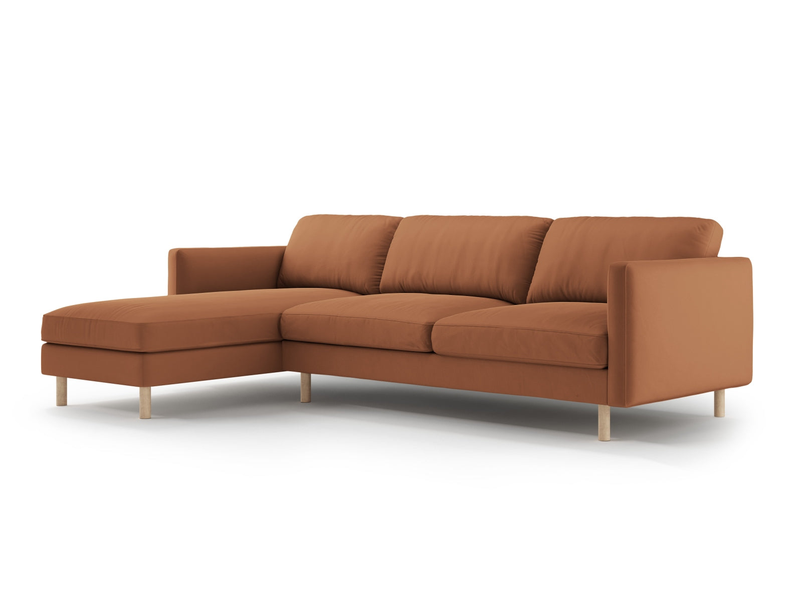 Elegantes Eden Velour links Ecksofa für 4 Personen in stilvollem Design, ideal für moderne Wohnräume, von Micadoni.