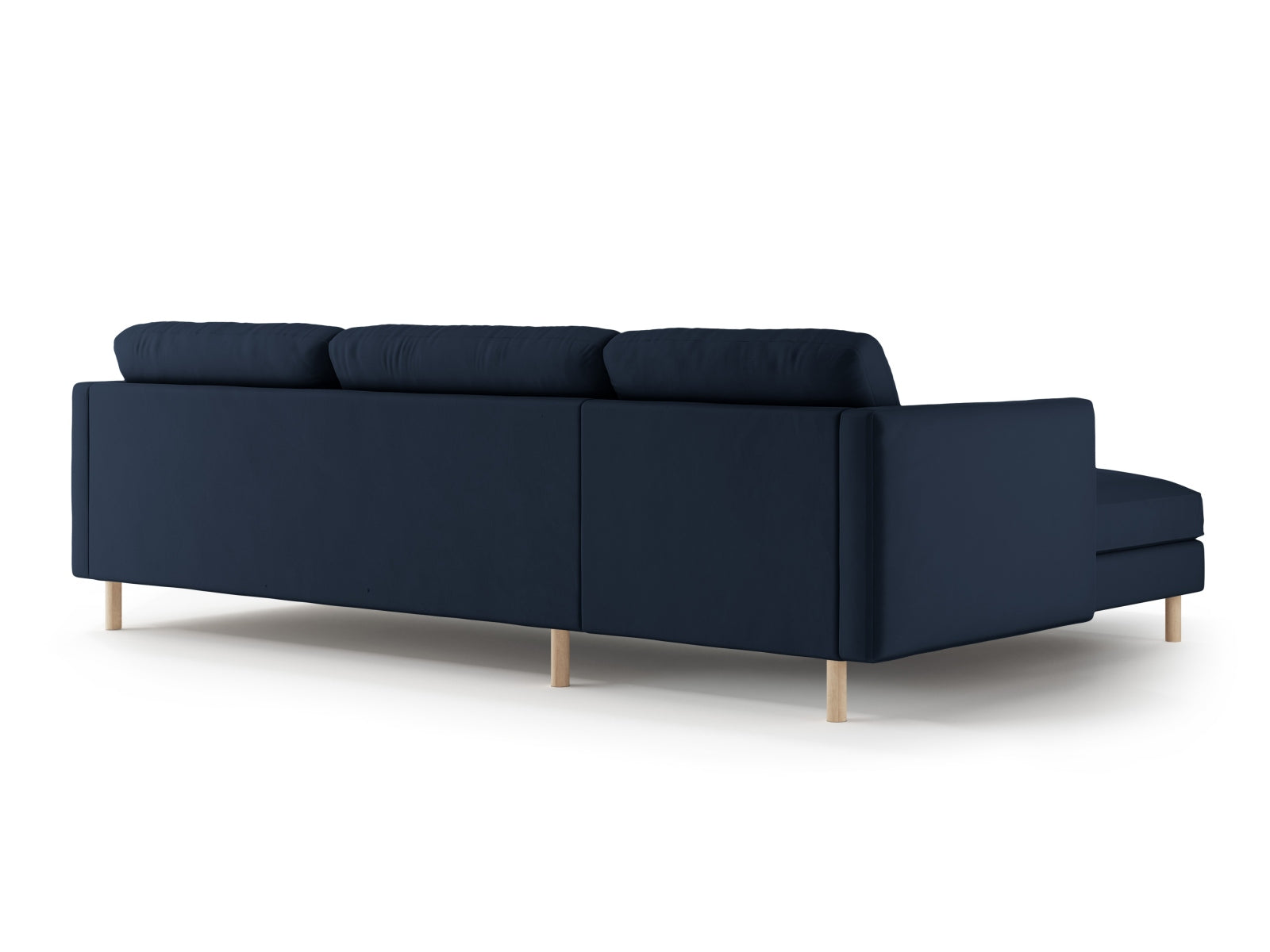 Modernes 4-Sitzer Ecksofa Eden Velour in edlem Dunkelblau, linksseitig, von Micadoni – perfektes Möbelstück für gemütliche Wohnzimmer.