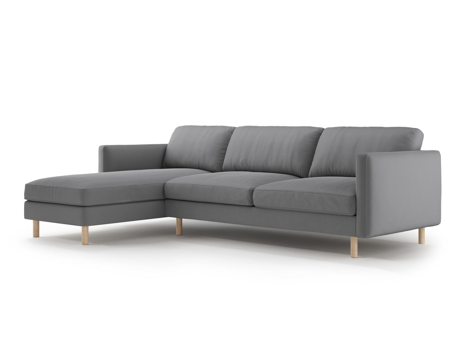 Erleben Sie das Eden Velour links Ecksofa 4-Sitzer von Micadoni: Stilvolles Velours, elegantes Design und hervorragender Sitzkomfort für Ihr Wohnzimmer.