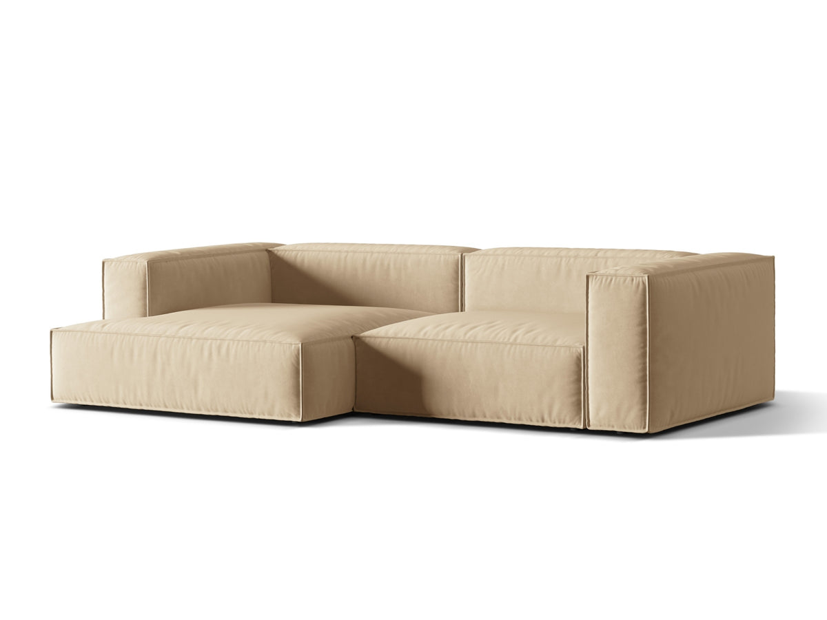 Nuria Velour Modular Ecksofa links 4 Sitzer in Nude-Paris präsentiert im Onlineshop von KAQTU Design AG. L-Sofa links ist von Micadoni