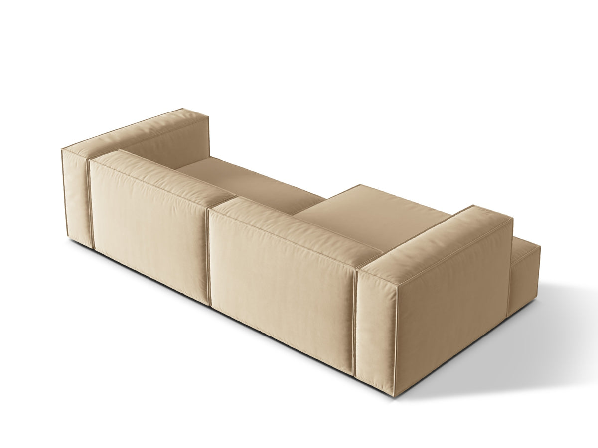Nuria Velour Modular Ecksofa links 4 Sitzer in Nude-Paris präsentiert im Onlineshop von KAQTU Design AG. L-Sofa links ist von Micadoni