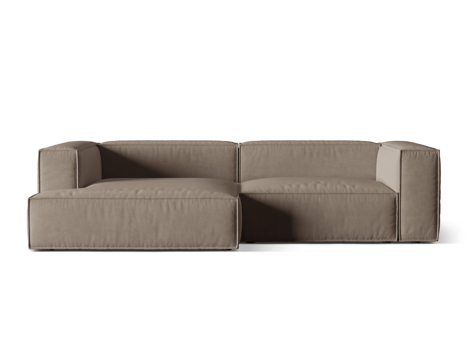Nuria Velour Modular Ecksofa links 4 Sitzer in Warm grey-Paris präsentiert im Onlineshop von KAQTU Design AG. L-Sofa links ist von Micadoni